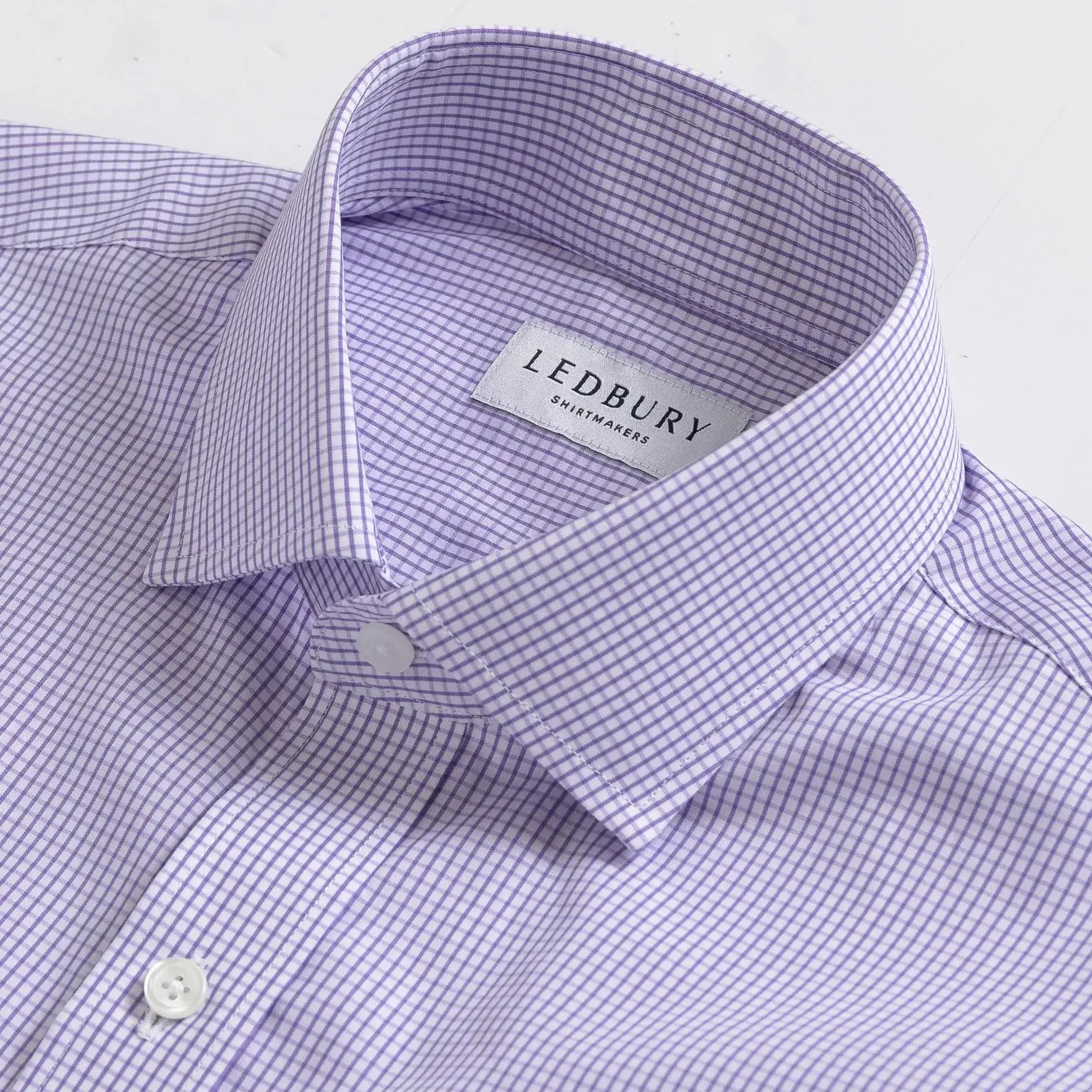 The Purple Ellair Micro Check Custom Shirt Custom Dress Shirt- Ledbury