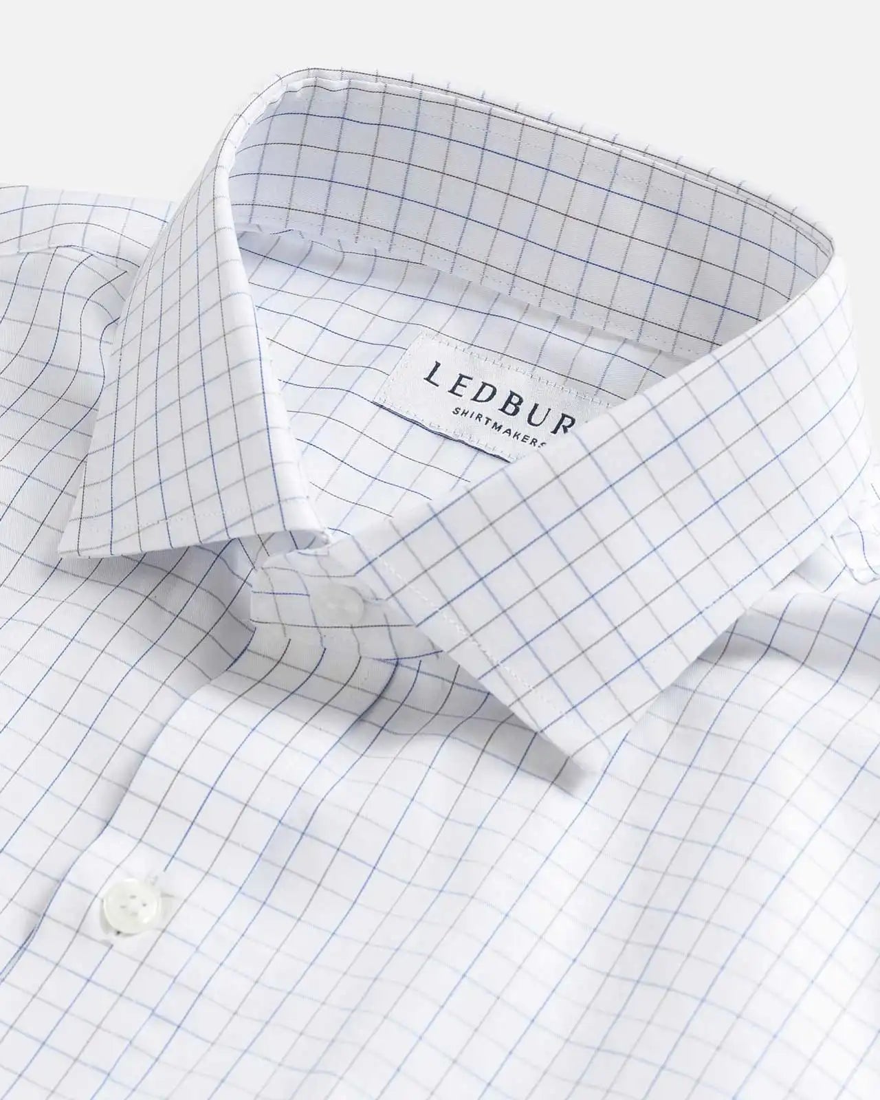 The Blue Sadler Windowpane Twill Custom Shirt Custom Dress Shirt- Ledbury