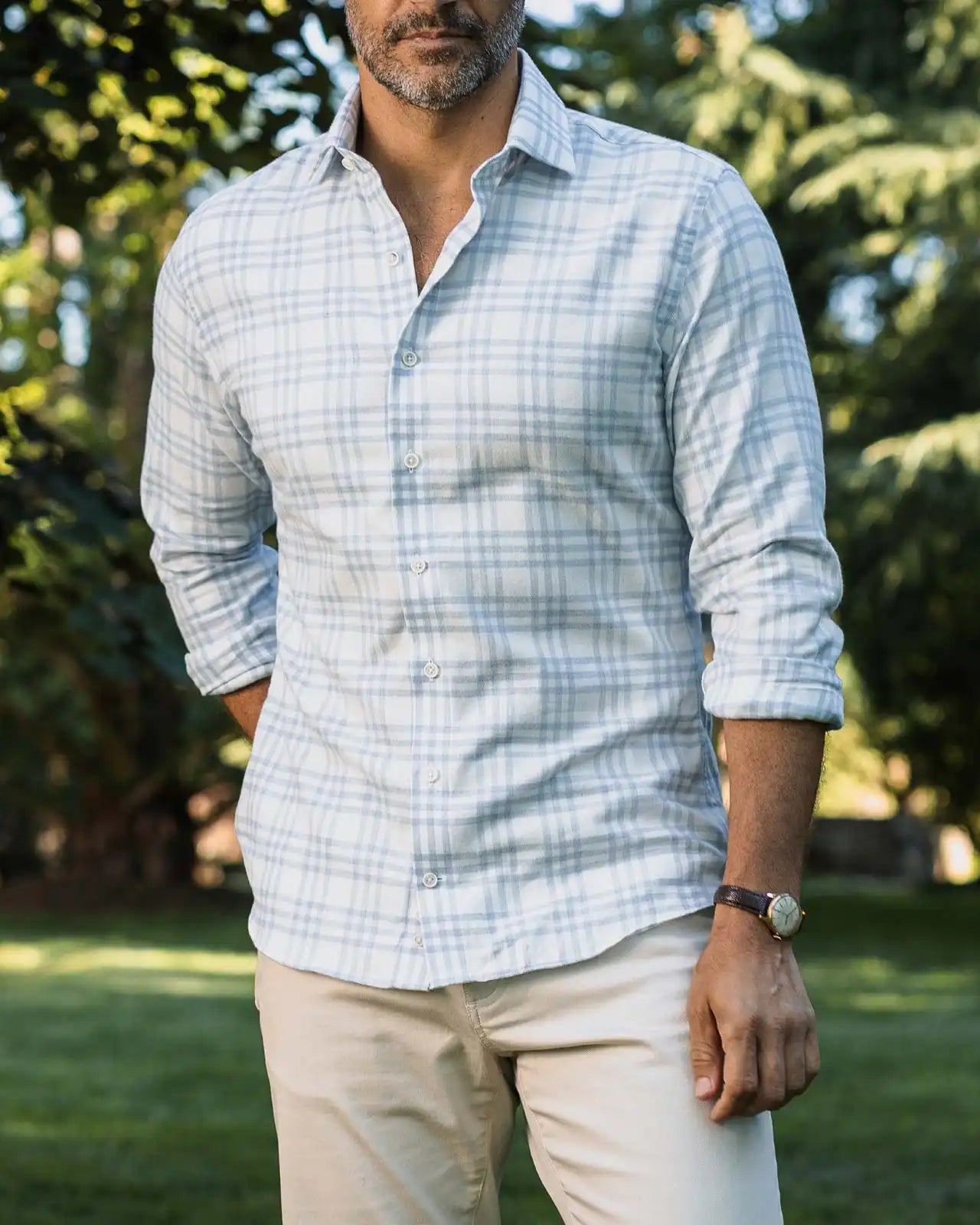 The Soft Blue Albini Arcadian Brushed Cotton Custom Shirt Custom Casual Shirt- Ledbury