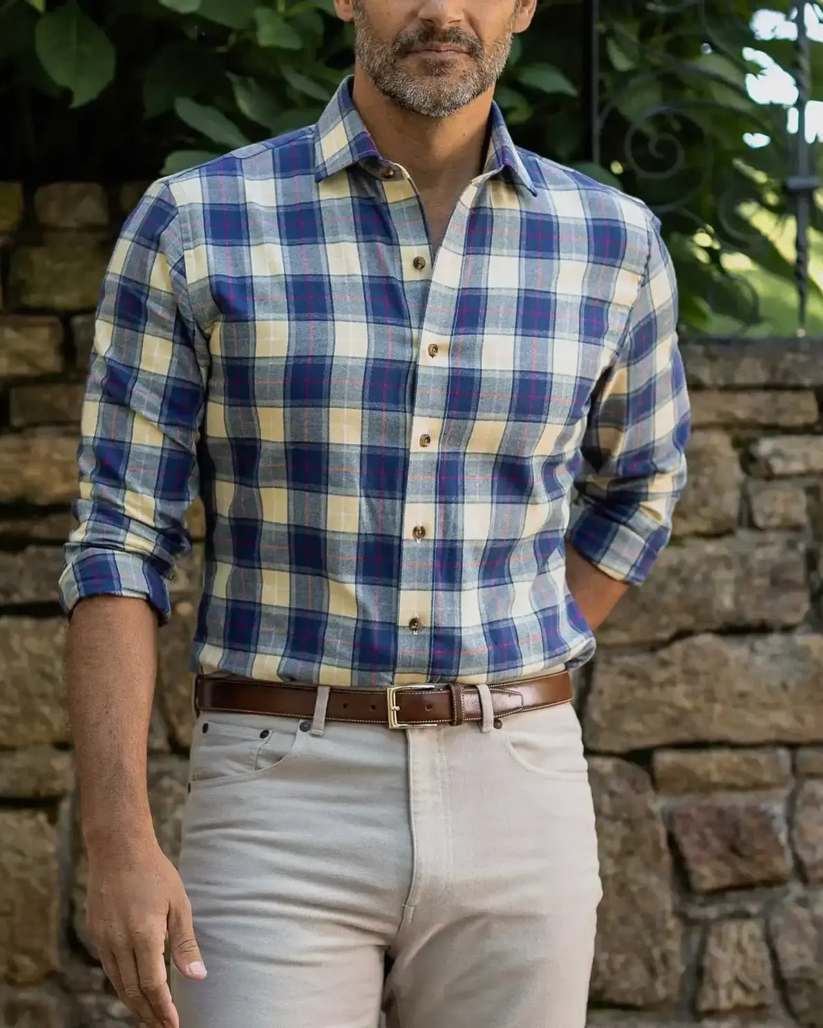 The Buff Yellow Fulton Flannel Custom Shirt Custom Casual Shirt- Ledbury