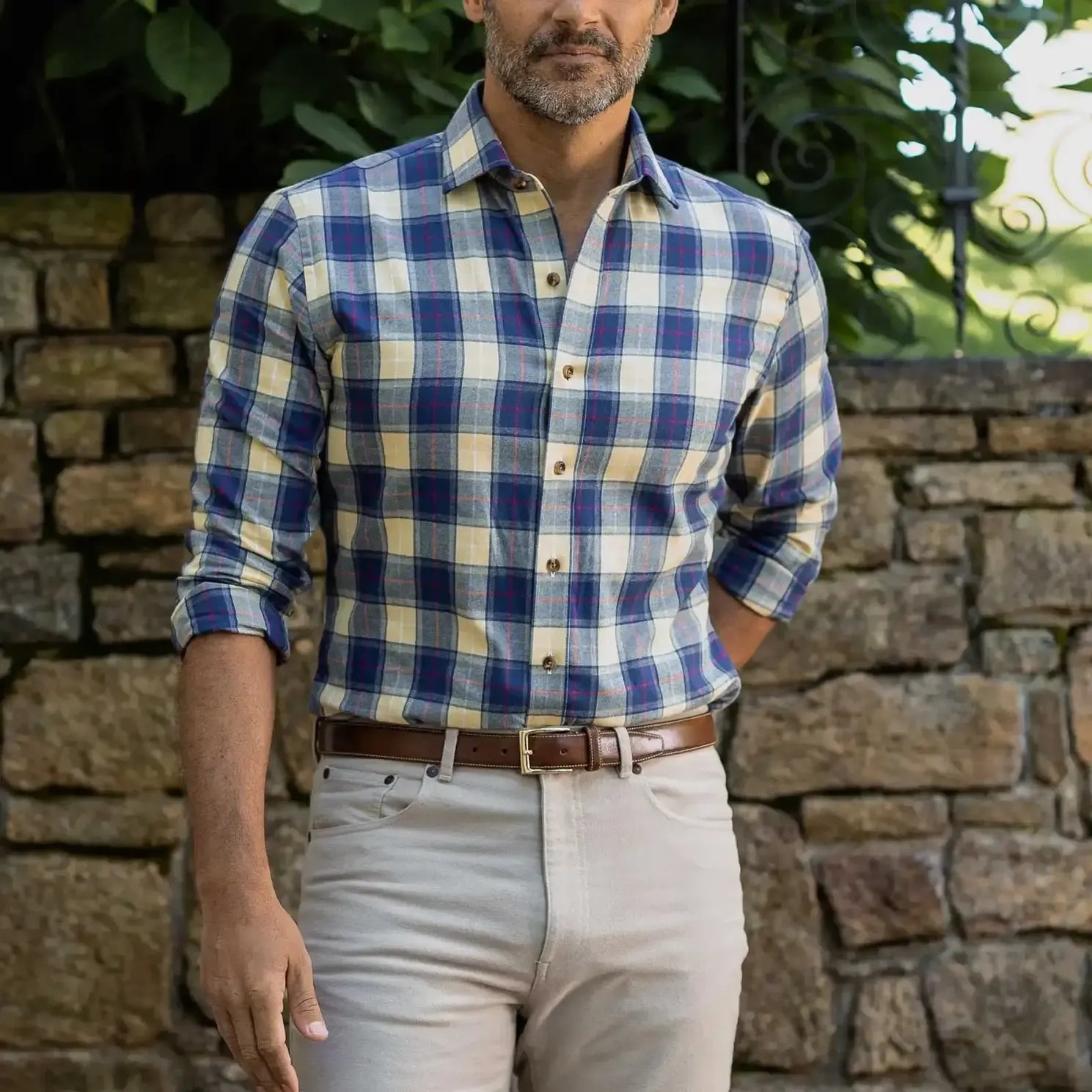 The Buff Yellow Fulton Flannel Custom Shirt Custom Casual Shirt- Ledbury