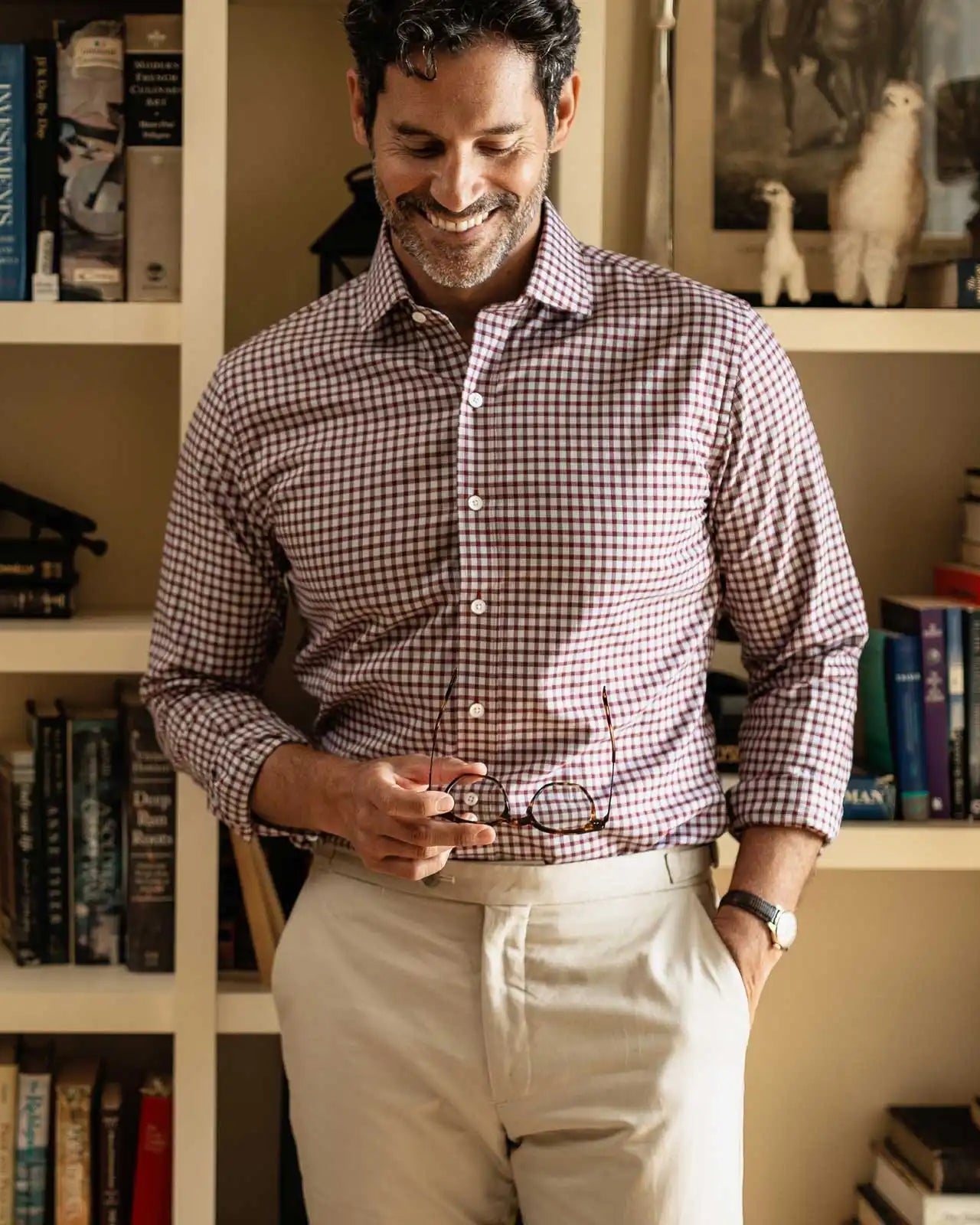 The Red Thomas Mason Britton Twill Check Custom Shirt Custom Dress Shirt- Ledbury