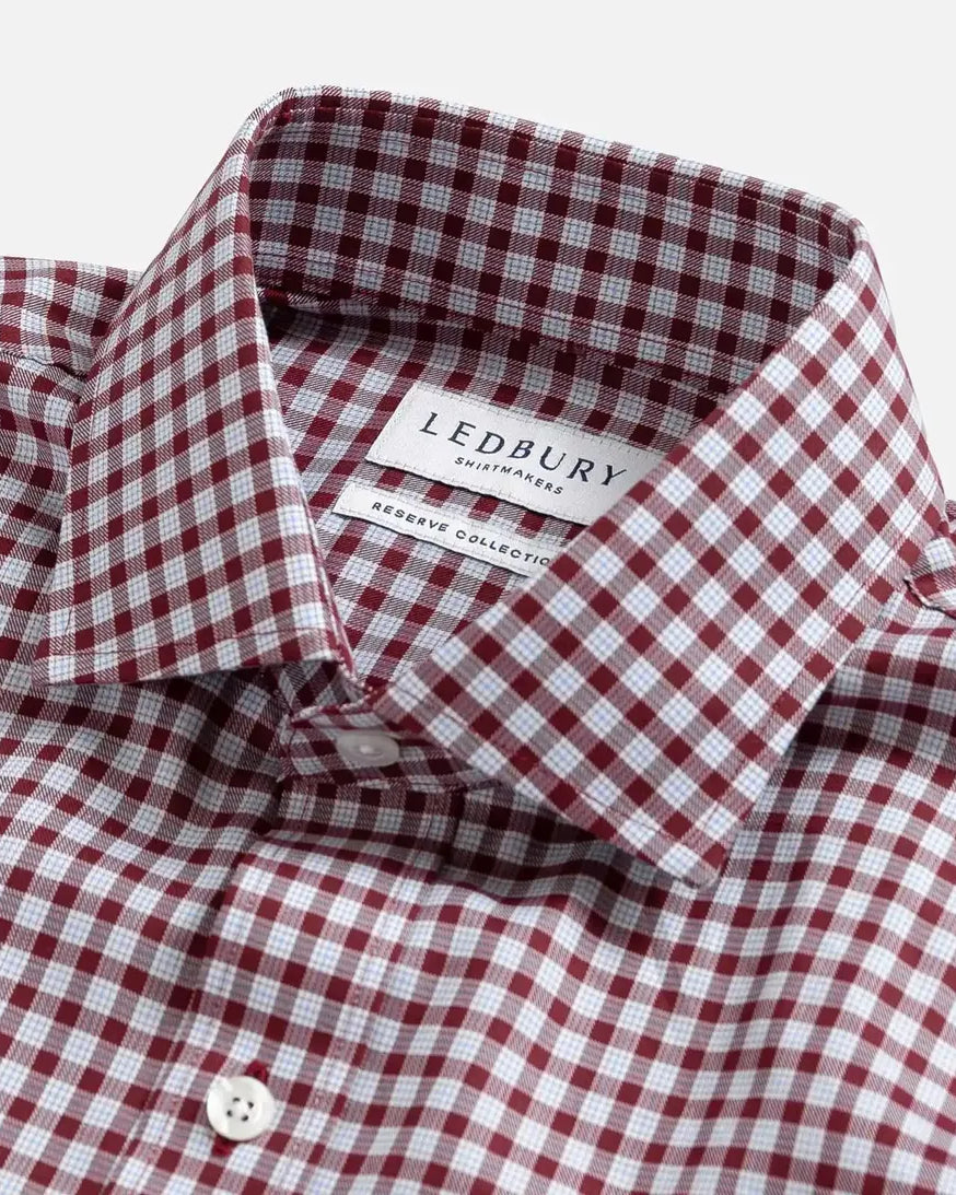 The Red Thomas Mason Britton Twill Check Custom Shirt Custom Dress Shirt- Ledbury