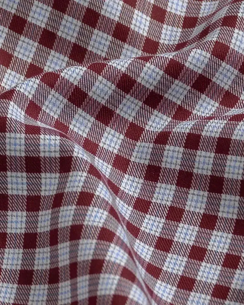 The Red Thomas Mason Britton Twill Check Custom Shirt Custom Dress Shirt- Ledbury