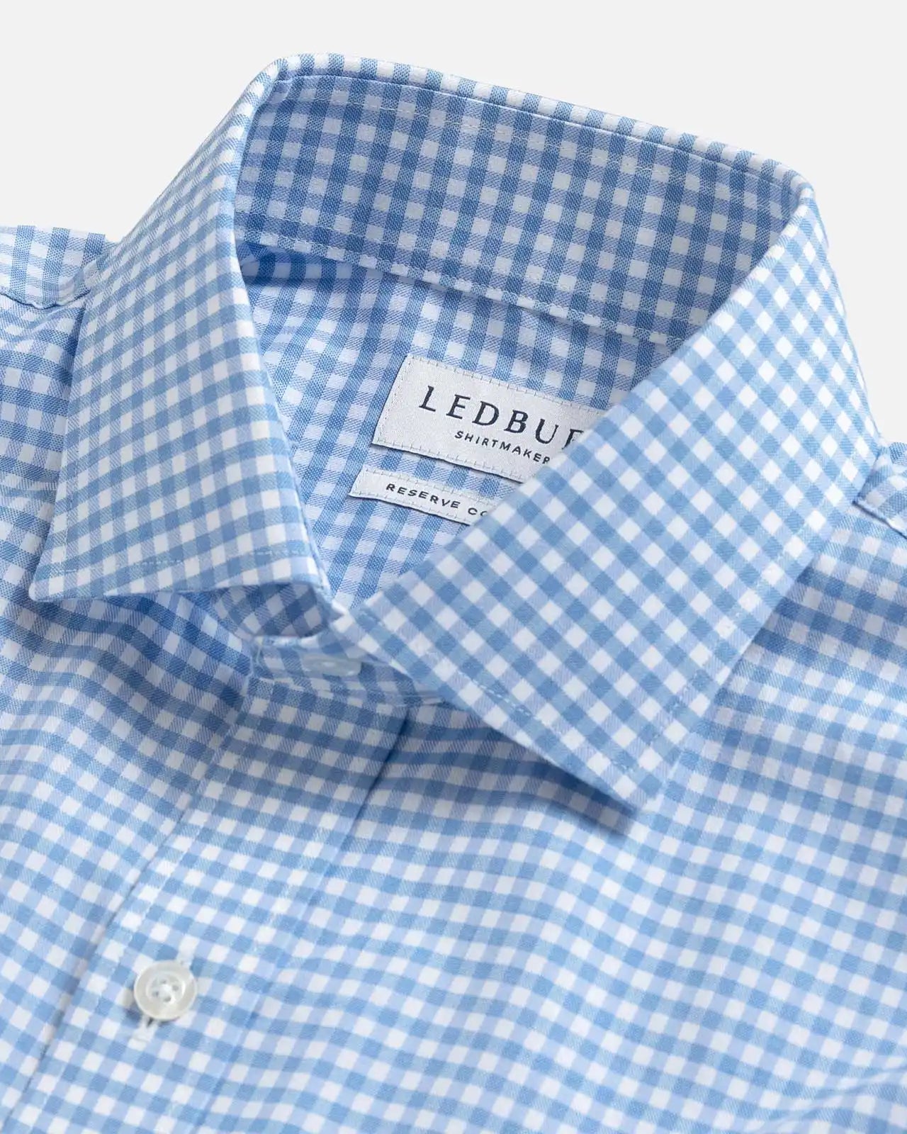 The Light Blue Thomas Mason Britton Twill Gingham Custom Shirt Custom Dress Shirt- Ledbury