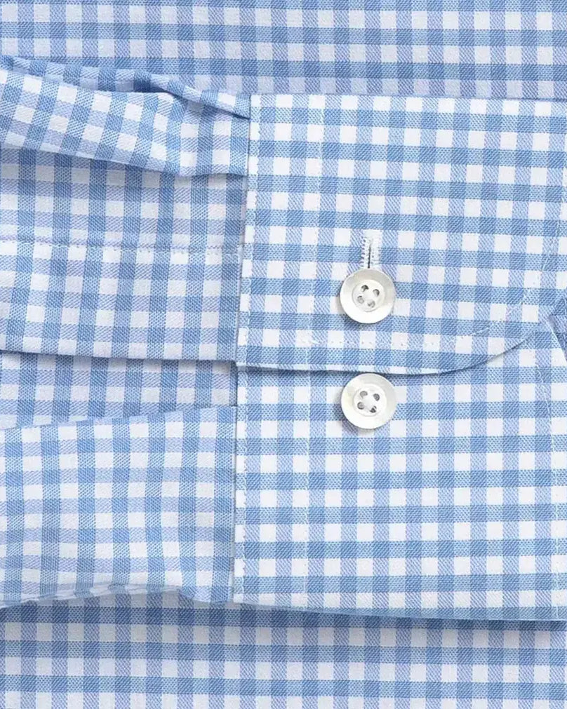 The Light Blue Thomas Mason Britton Twill Gingham Custom Shirt Custom Dress Shirt- Ledbury