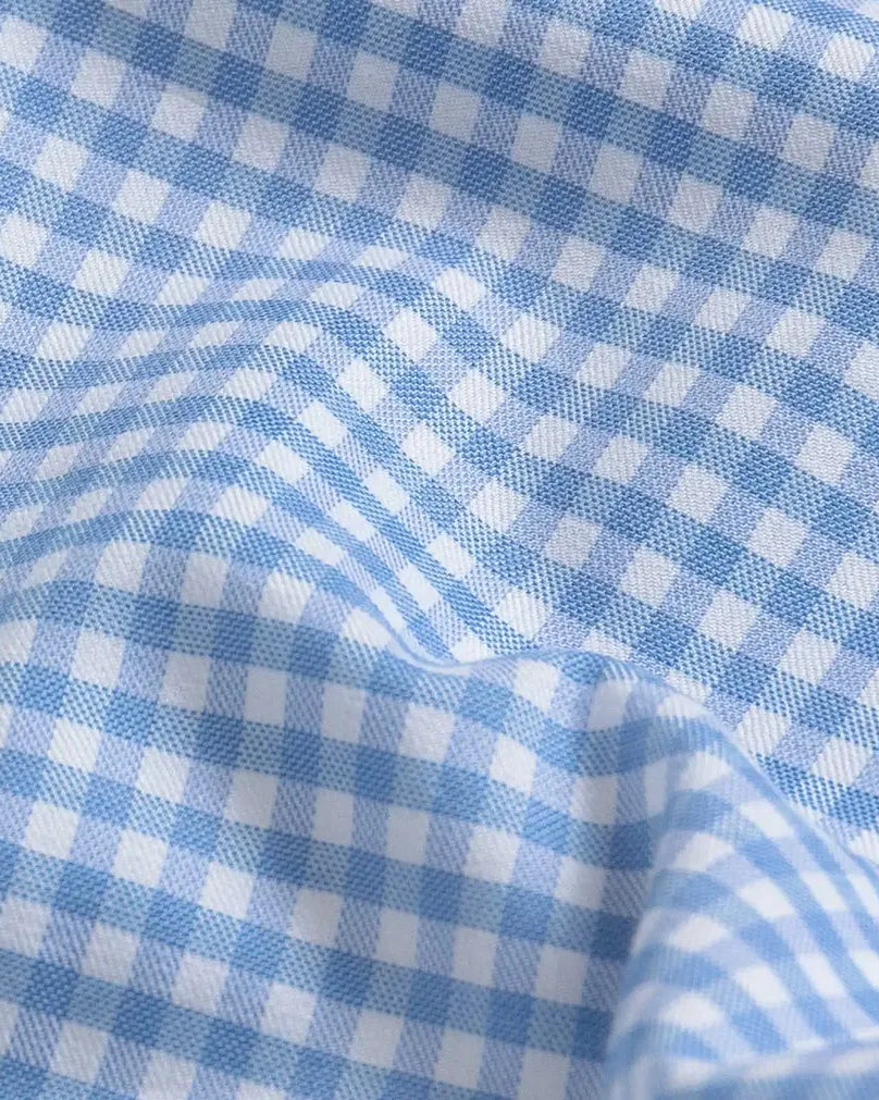 The Light Blue Thomas Mason Britton Twill Gingham Custom Shirt Custom Dress Shirt- Ledbury