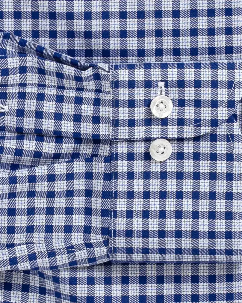 The Blue Thomas Mason Britton Twill Check Custom Shirt Custom Dress Shirt- Ledbury