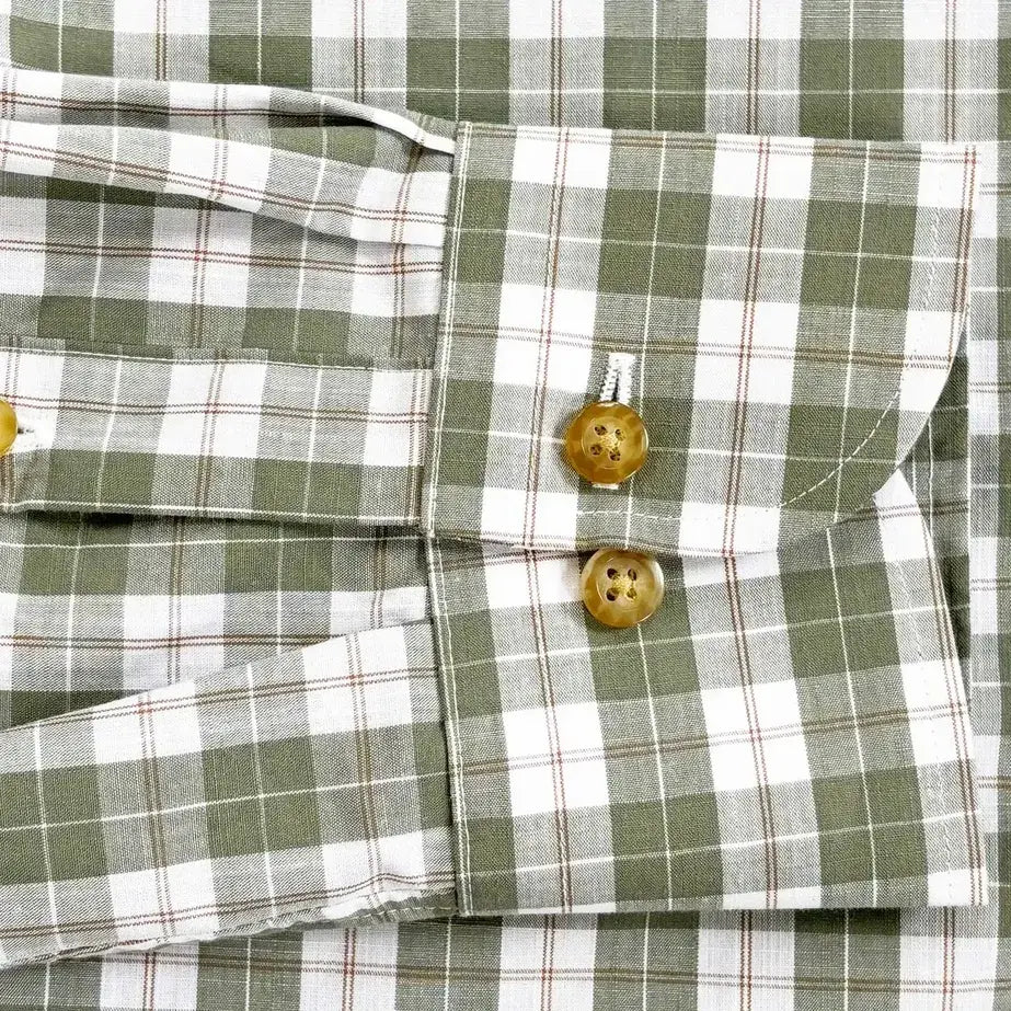 The Soft Olive Albini Erwood Check Custom Shirt Custom Casual Shirt- Ledbury