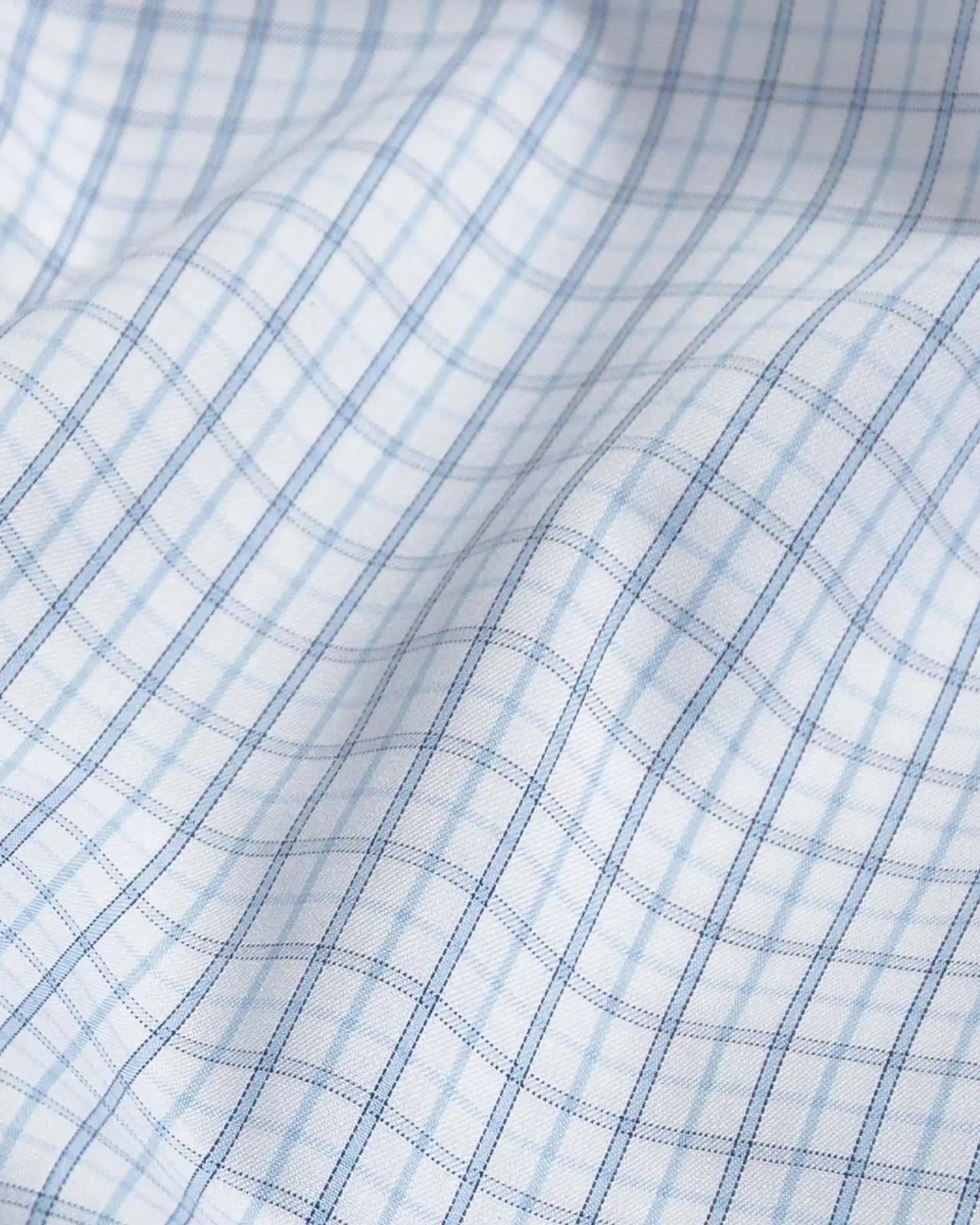 Blue tattersall fabric close-up – Ledbury Kent premium cotton
