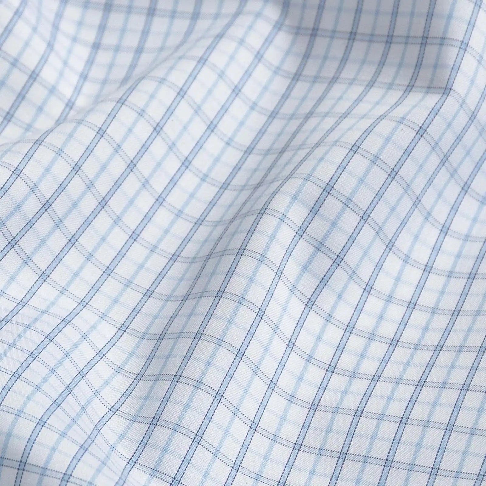 Blue tattersall fabric close-up – Ledbury Kent premium cotton