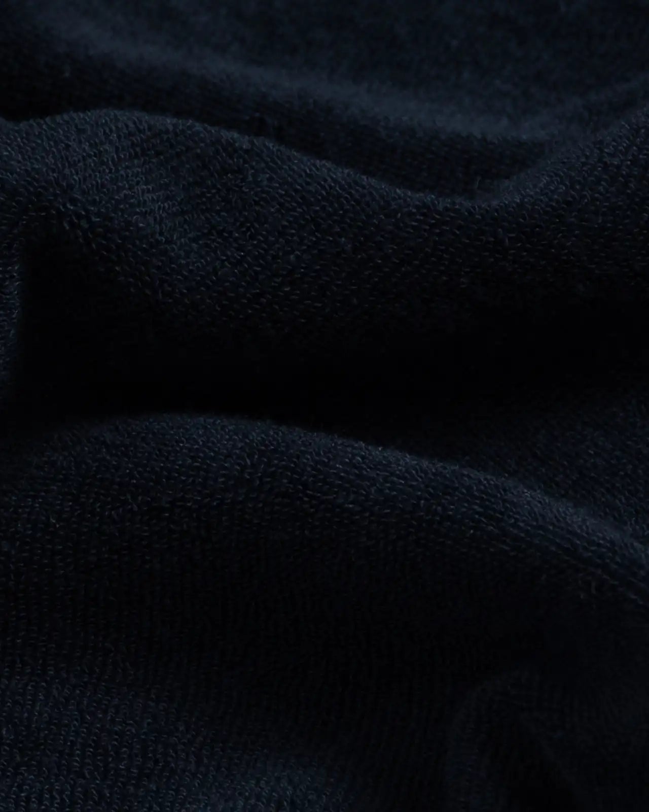 Plush terry cloth fabric detail - Navy Clancy Camp Collar shirt by Ledbury