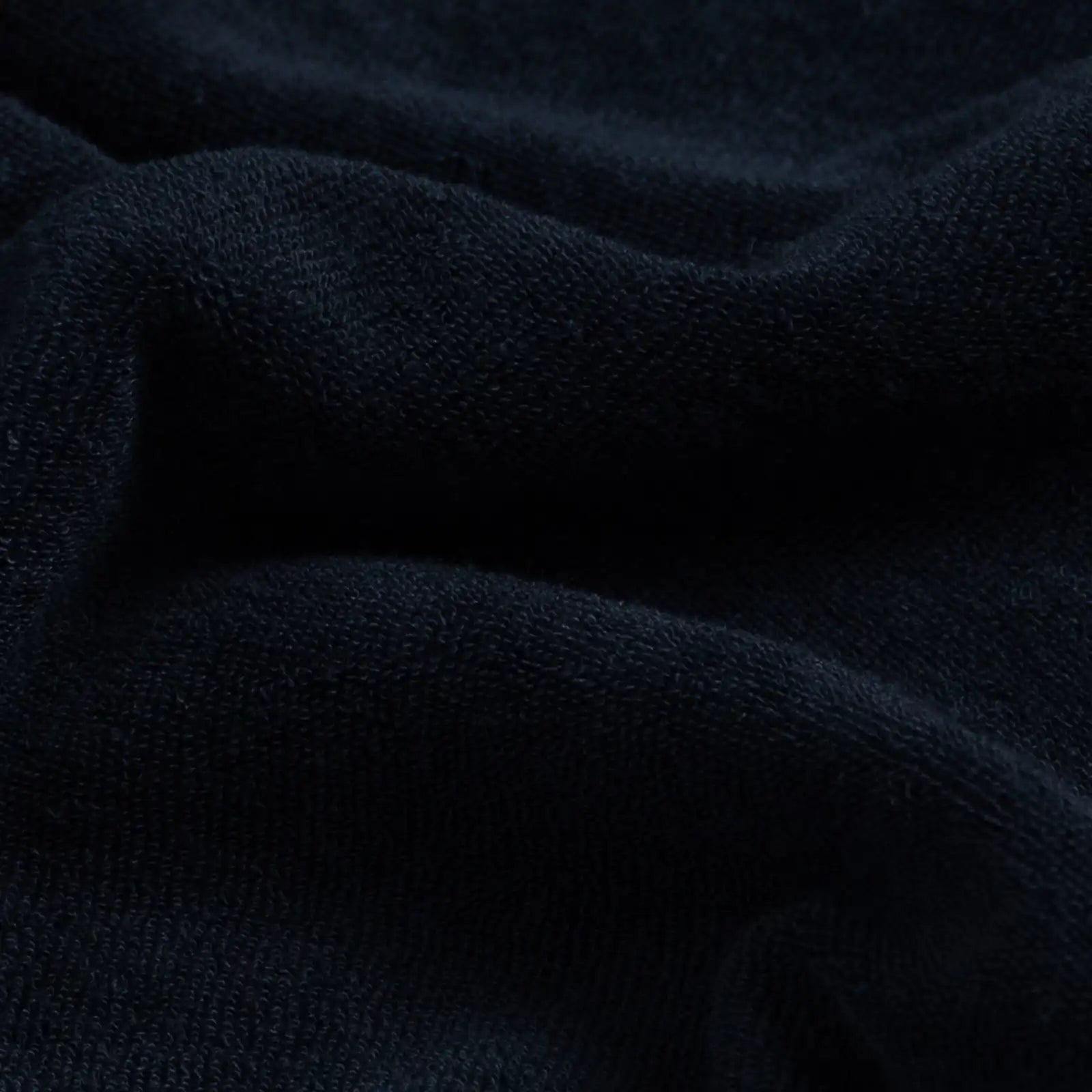 Plush terry cloth fabric detail - Navy Clancy Camp Collar shirt by Ledbury