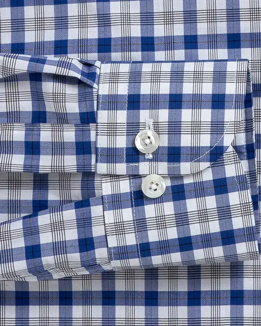 Thomas Mason Currier Check shirt sleeve and cuff detail - double button barrel cuff construction