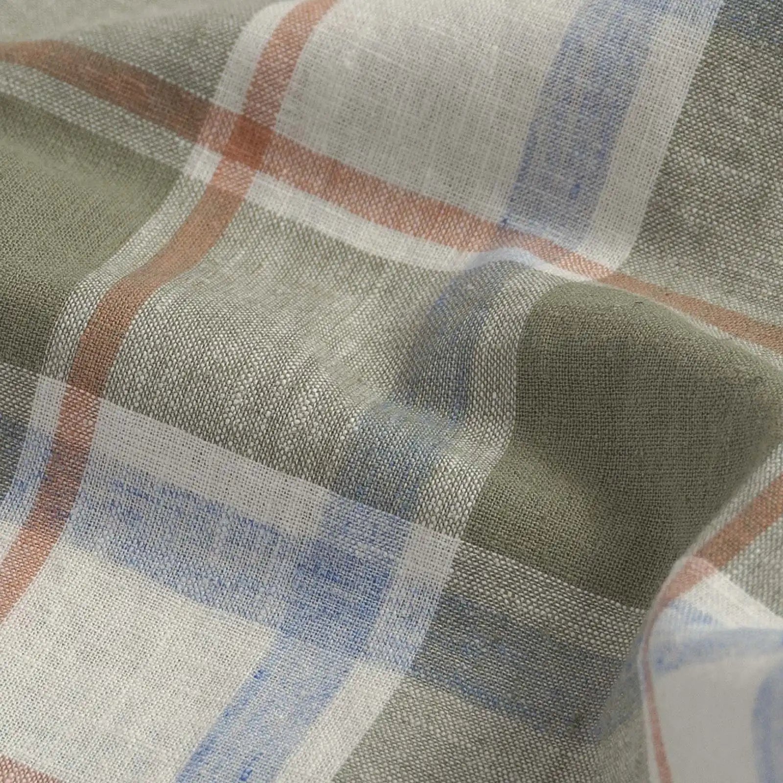 70% cotton 30% linen fabric texture detail — Faded Olive Royer shirt by Ledbury