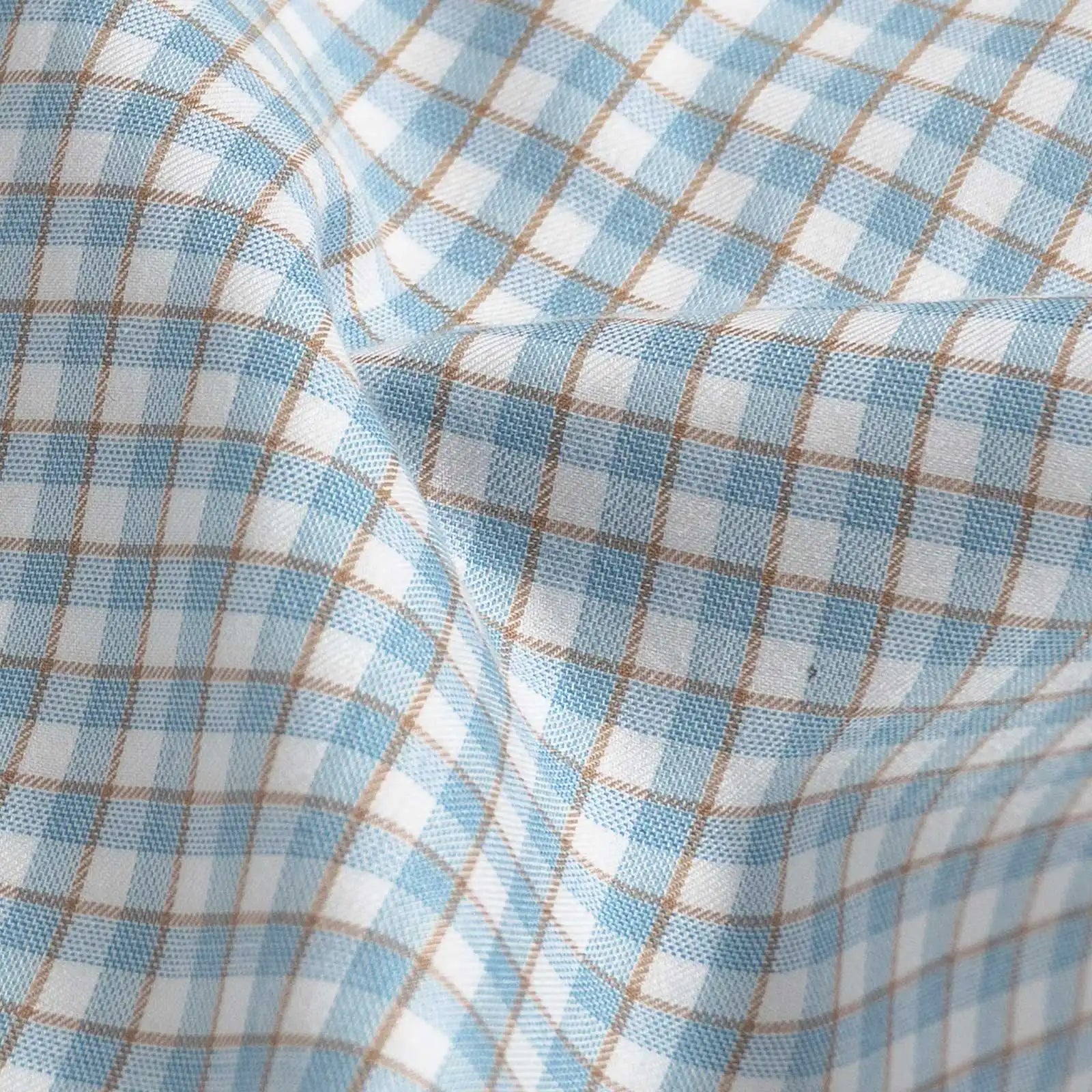 Sky blue Newhall check fabric texture - luxurious weave in light blue tones