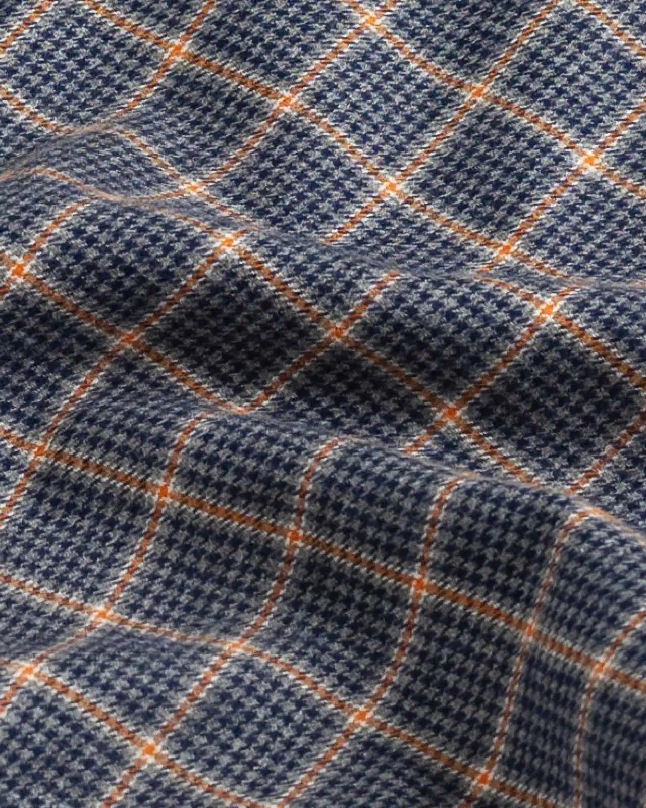 Navy Guilford houndstooth check fabric weave close-up detail
