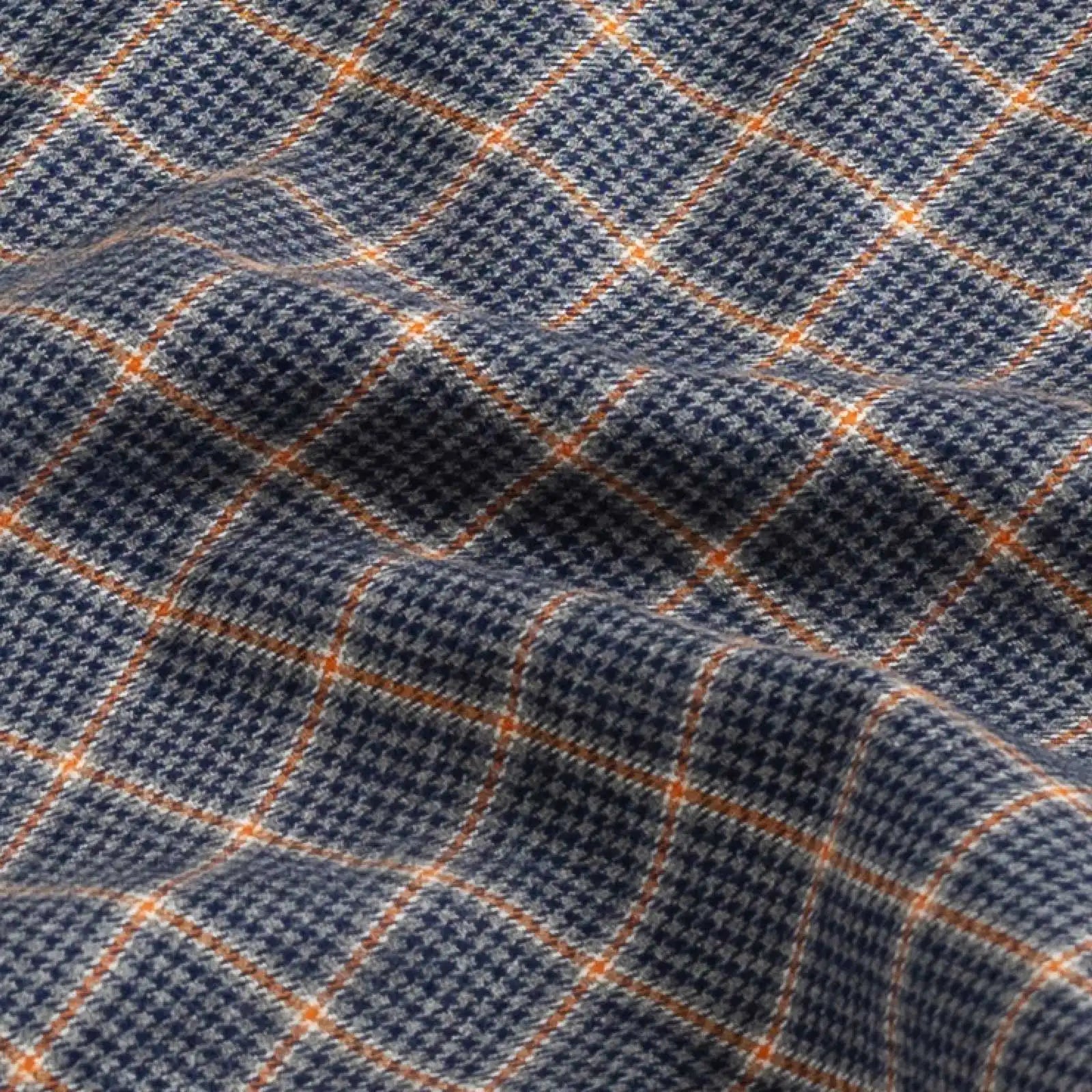 Navy Guilford houndstooth check fabric weave close-up detail