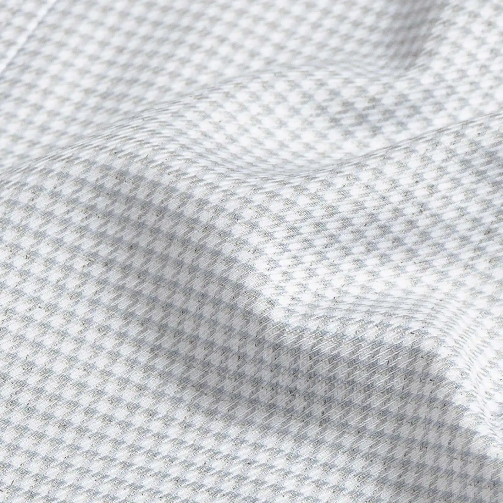 Custom dress shirt pewter houndstooth fabric detail
