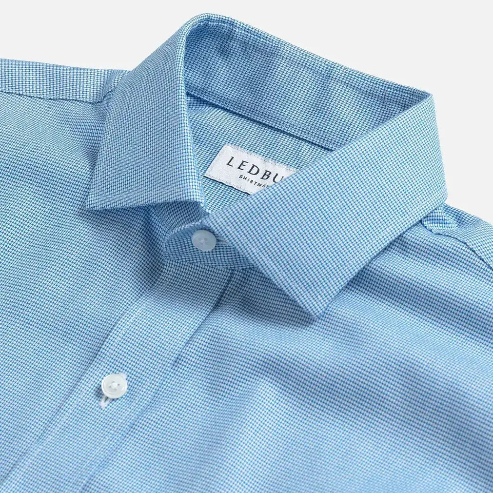 Bright blue Wickford dress shirt with dobby weave texture