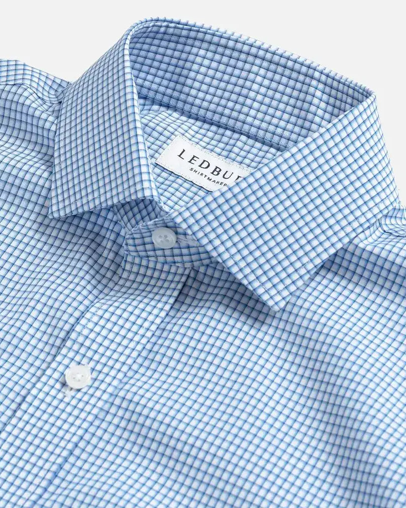 Blue Riford dress shirt with classic check pattern