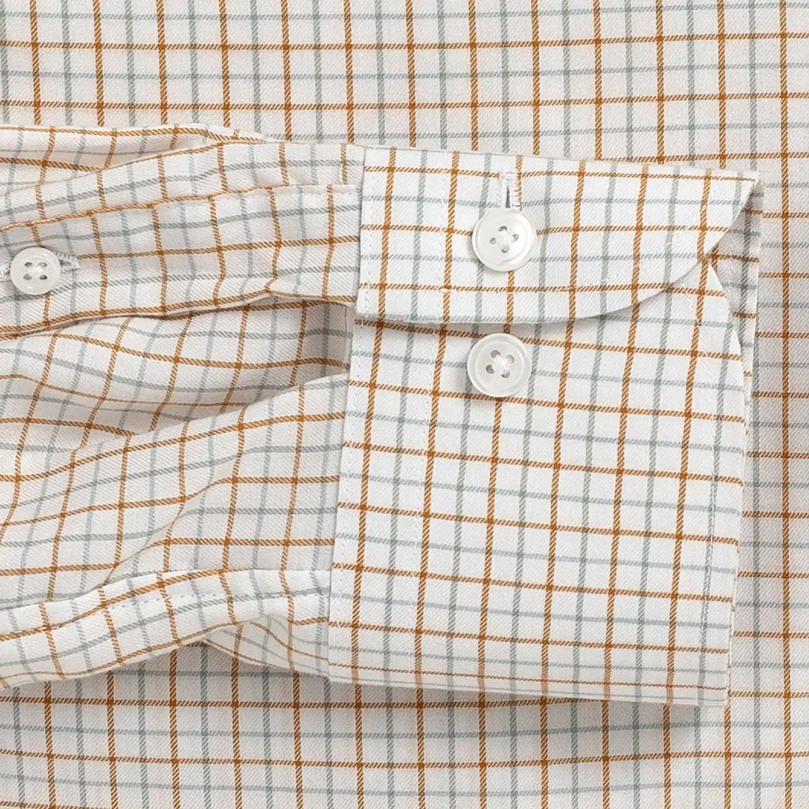 Burnt orange Mabbett check shirt sleeve construction - available in custom lengths