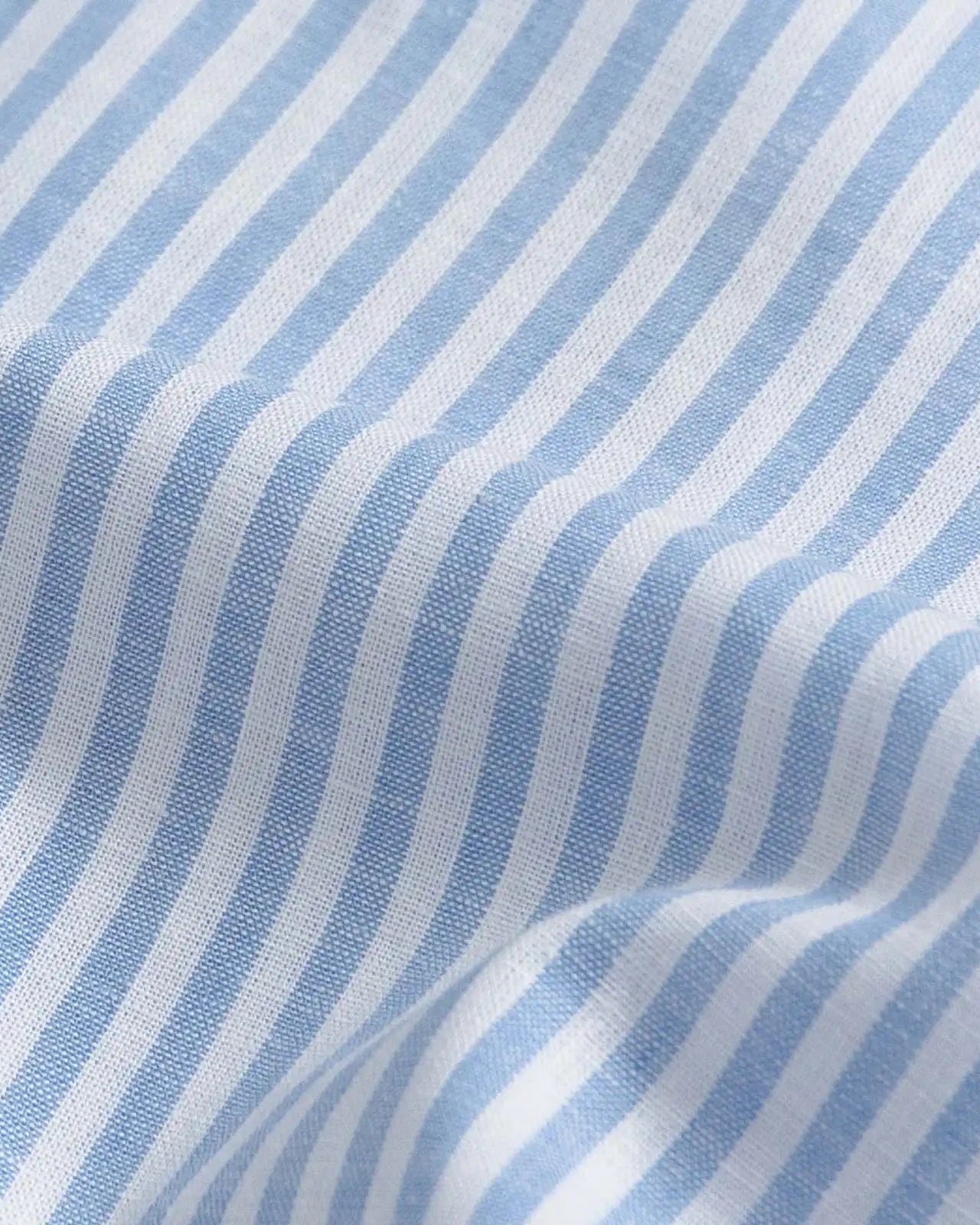 Light blue cotton linen stripe fabric detail - Ledbury Sondra dress shirt