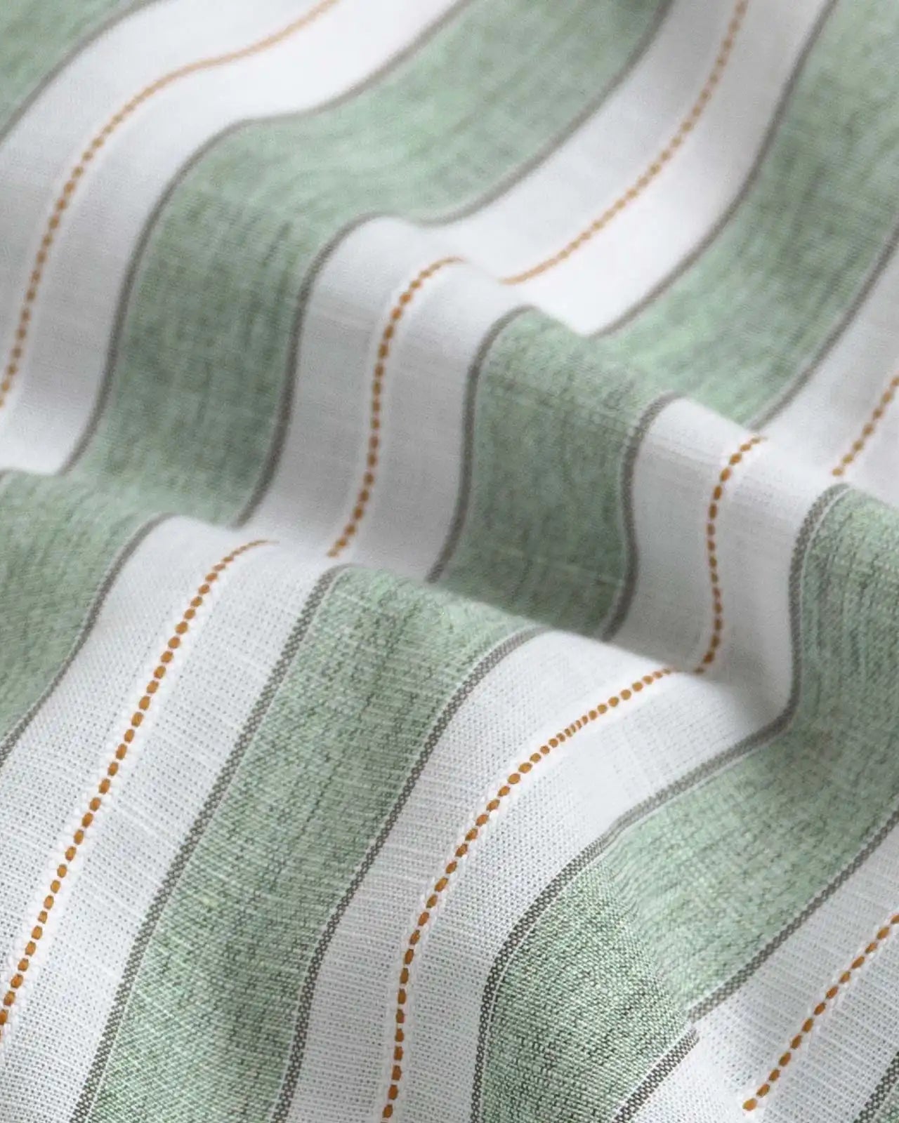 Olive cotton linen stripe fabric detail - Ledbury Morey casual shirt