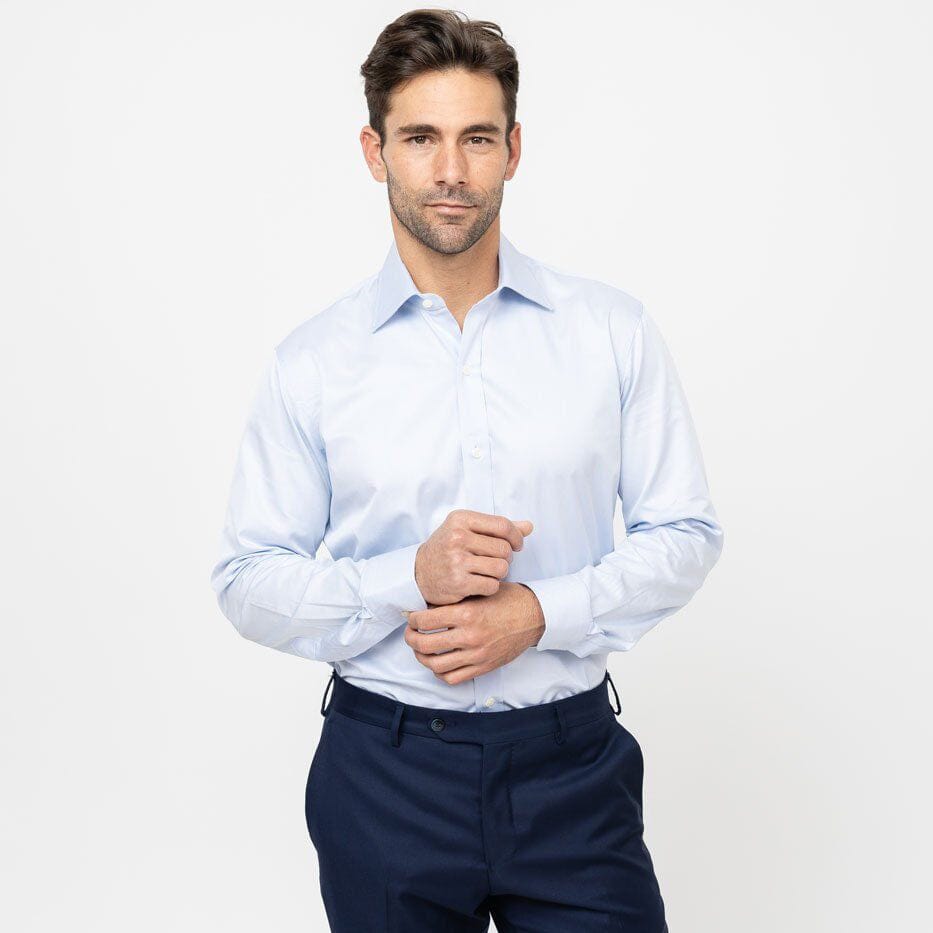 The Blue Fine Twill Mid-Spread Dress Shirt Dress Shirt- Ledbury