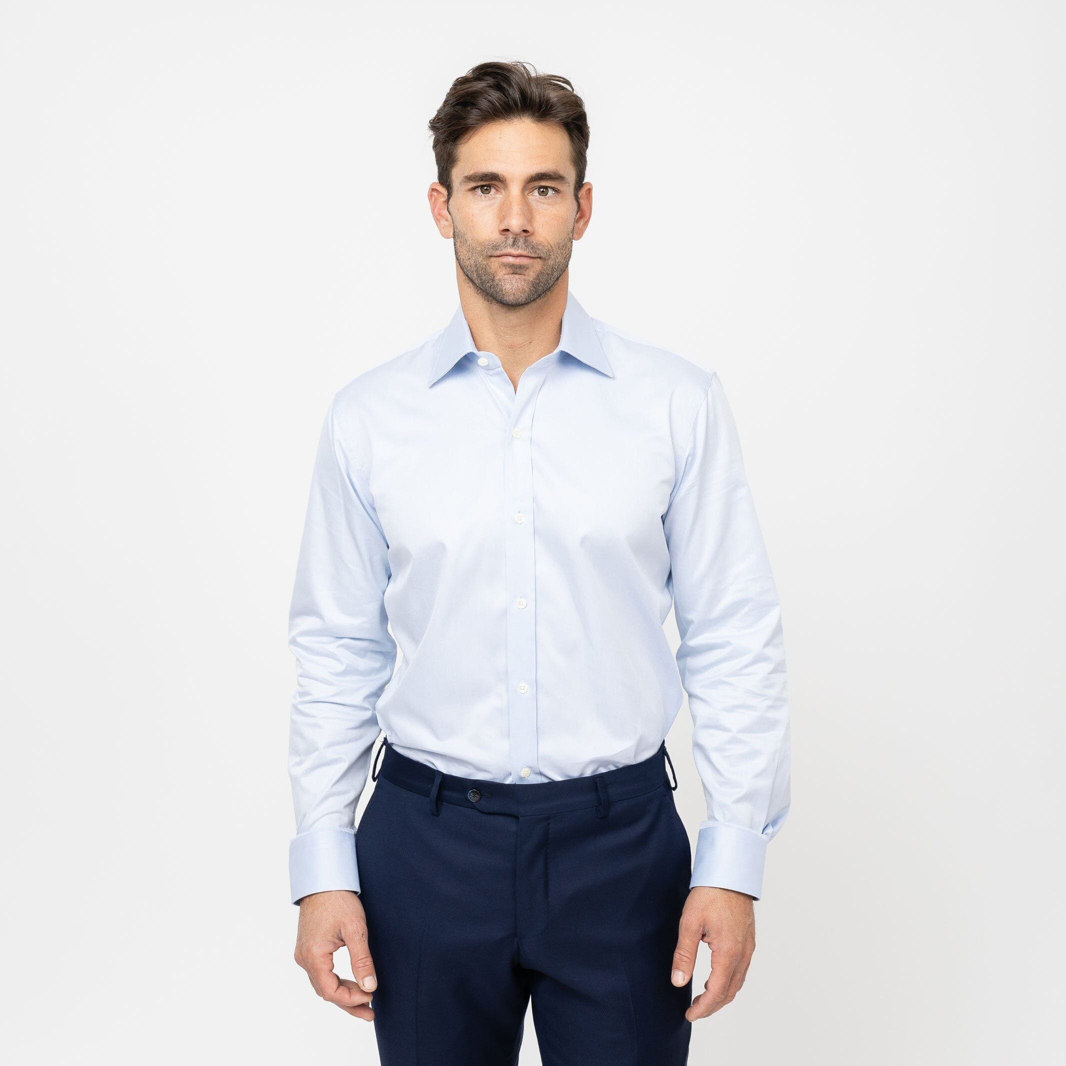 The Blue Fine Twill Mid-Spread Dress Shirt Dress Shirt- Ledbury