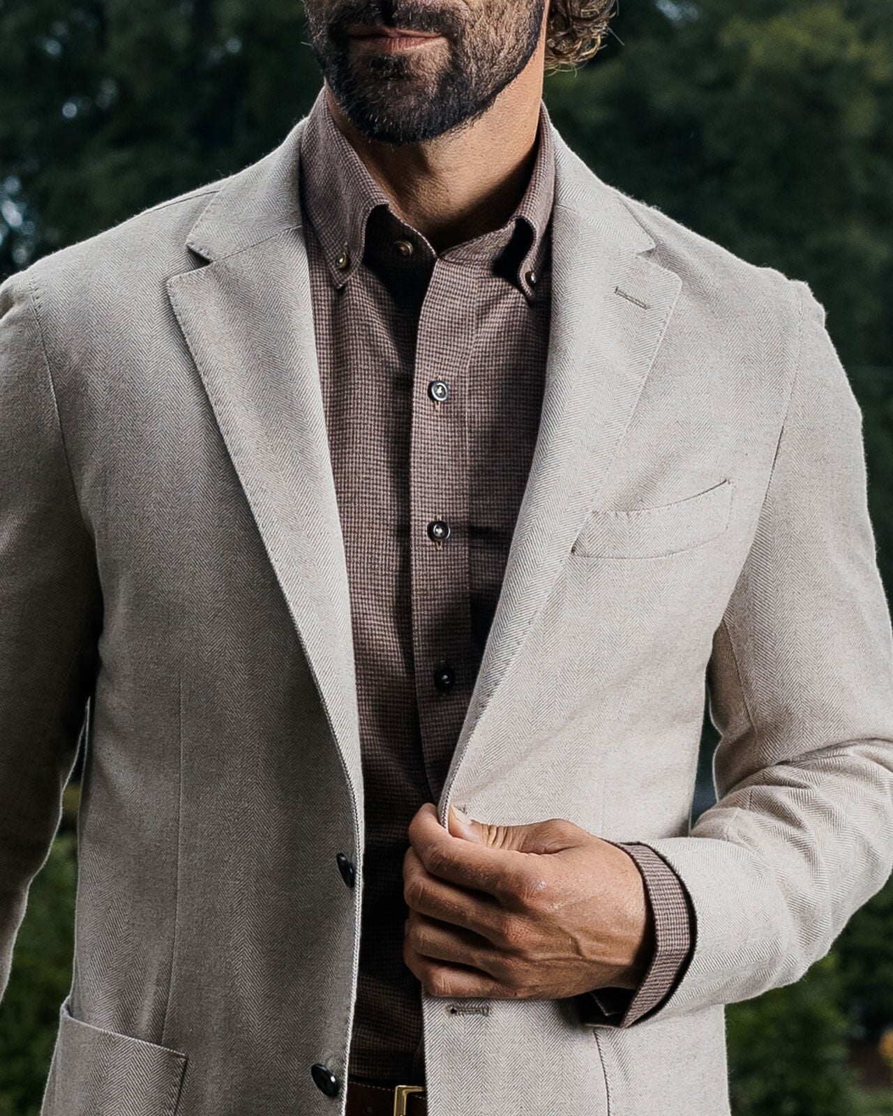 The Brown Conlon Houndstooth Custom Shirt Custom Casual Shirt- Ledbury