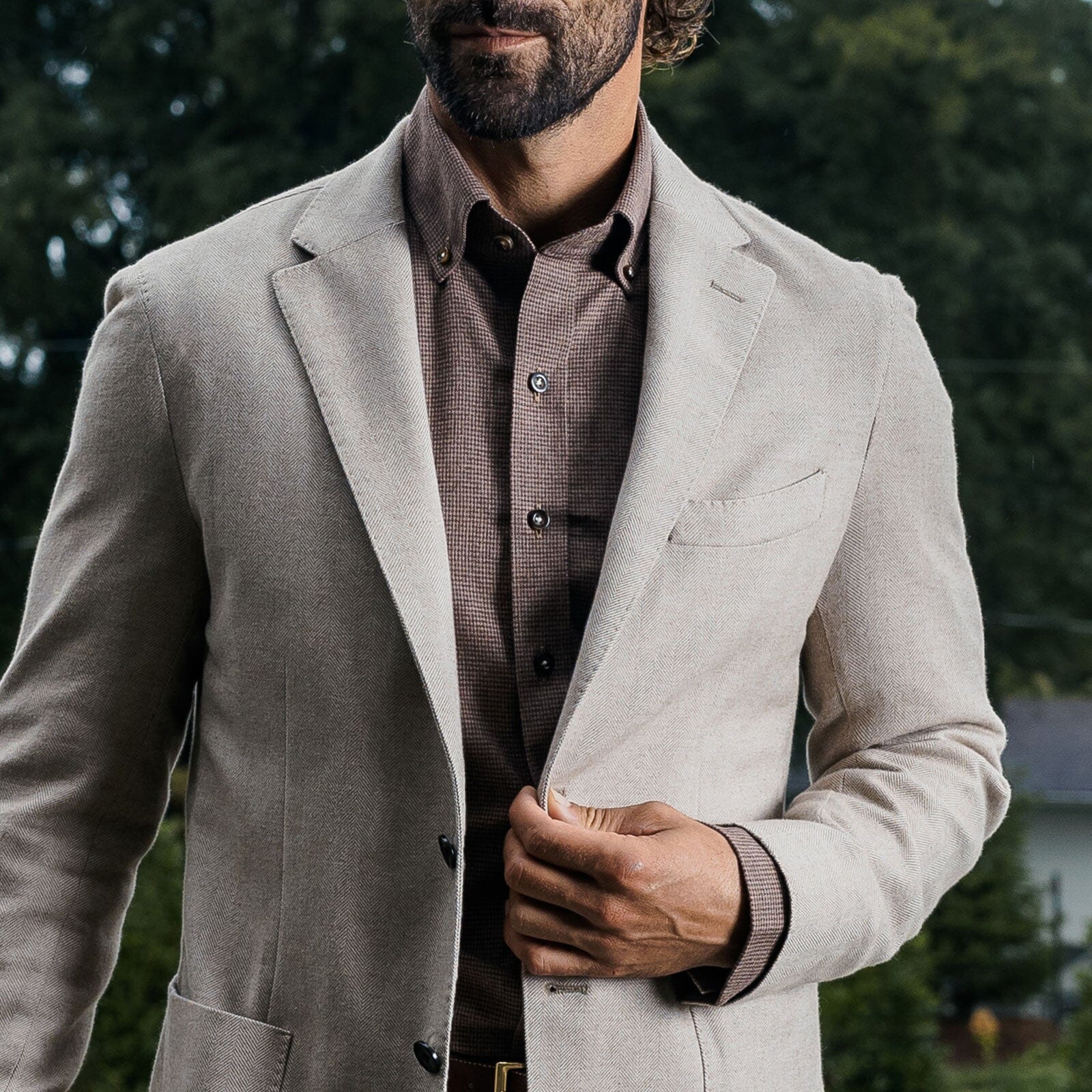 The Brown Conlon Houndstooth Custom Shirt Custom Casual Shirt- Ledbury