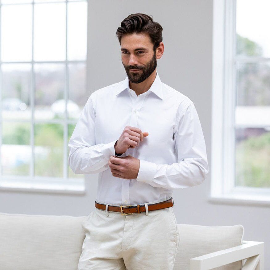 The White Fine Twill Mid-Spread Dress Shirt Dress Shirt- Ledbury