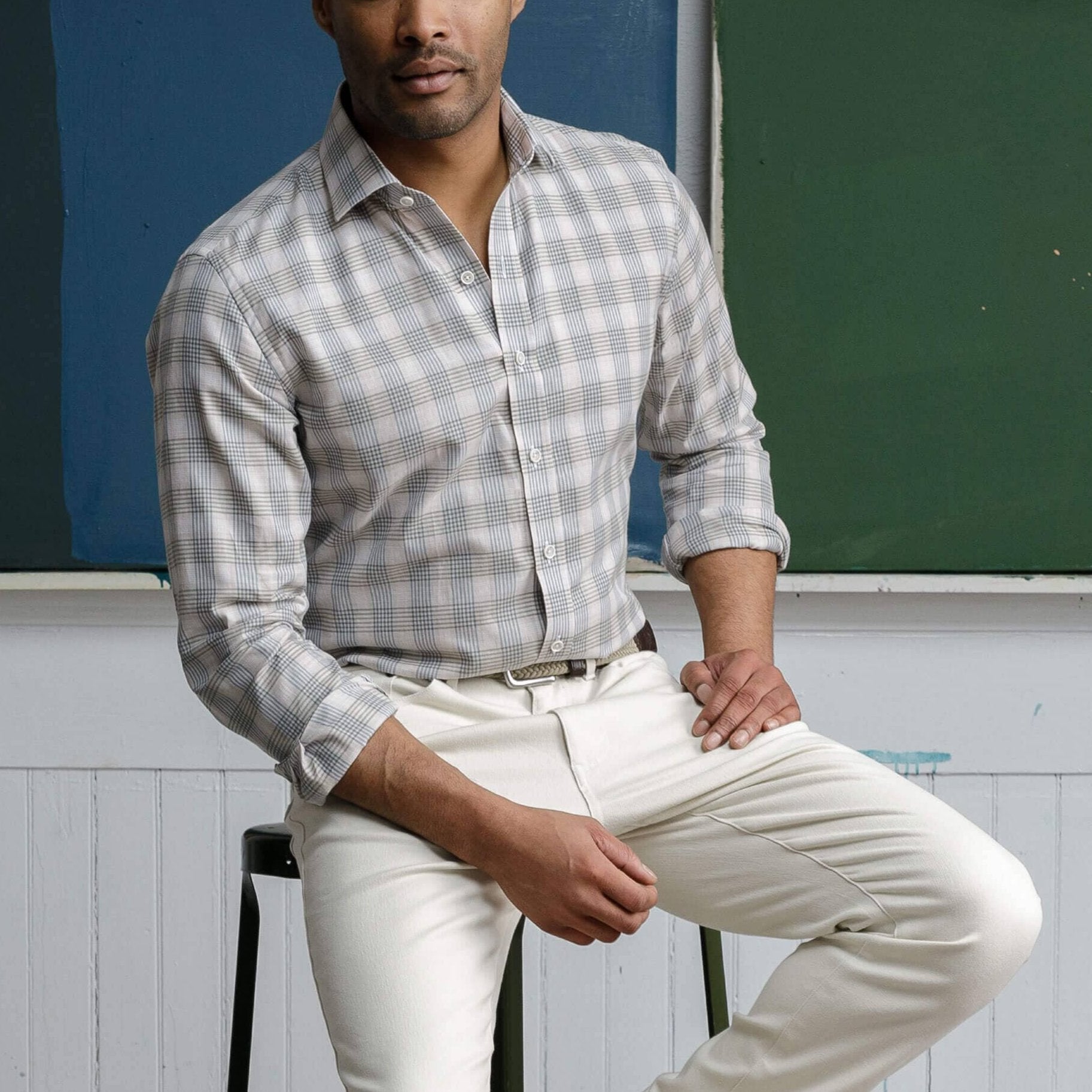 The Oatmeal Albini Cleary Check Custom Shirt Custom Casual Shirt- Ledbury