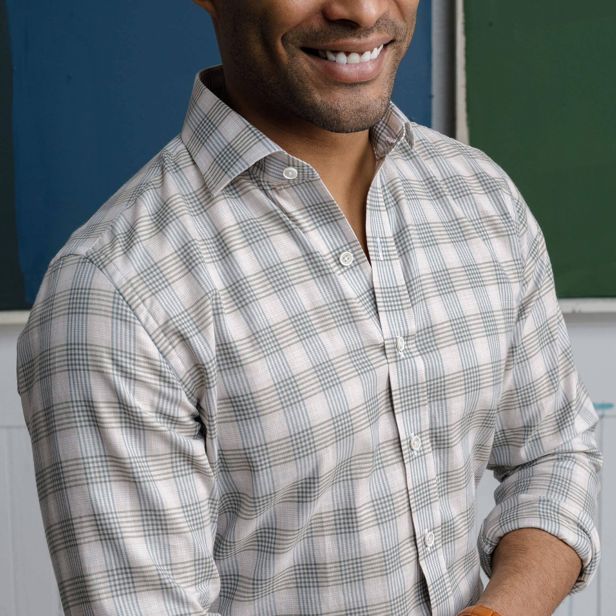 The Oatmeal Albini Cleary Check Custom Shirt Custom Casual Shirt- Ledbury