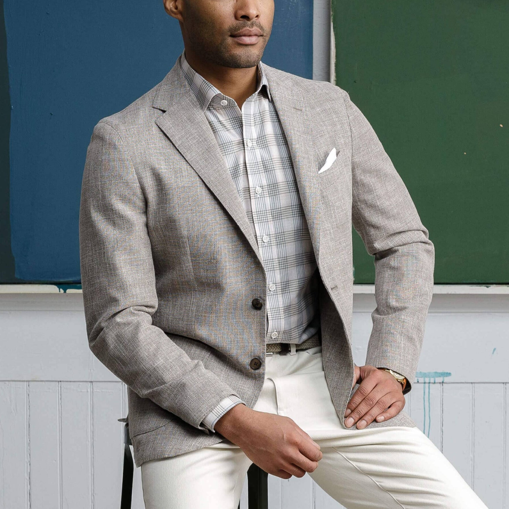 The Oatmeal Albini Cleary Check Custom Shirt Custom Casual Shirt- Ledbury