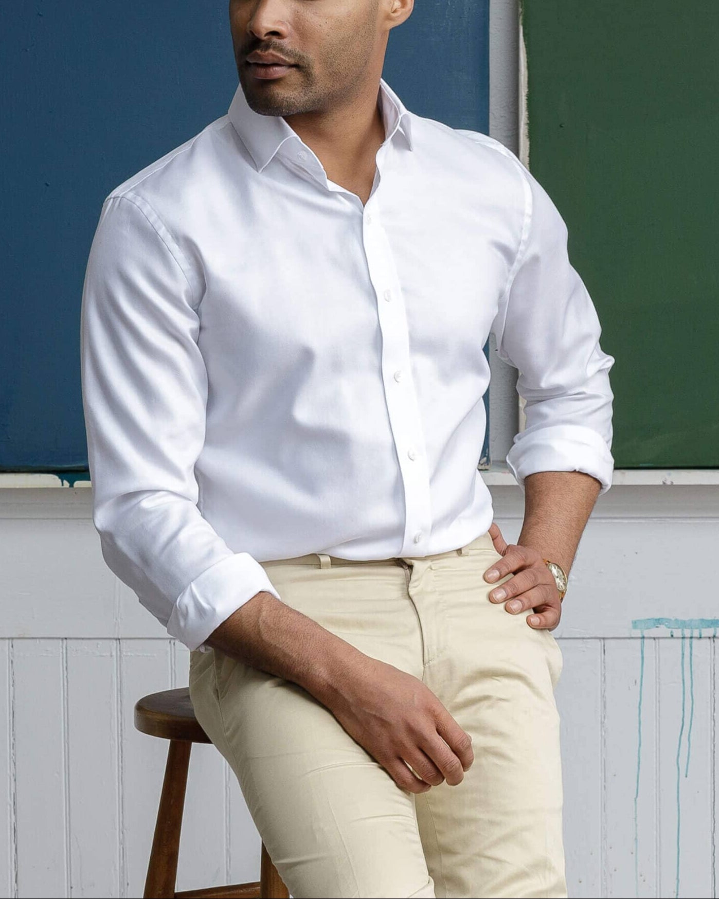 The White George Royal Oxford Custom Shirt Custom Dress Shirt- Ledbury