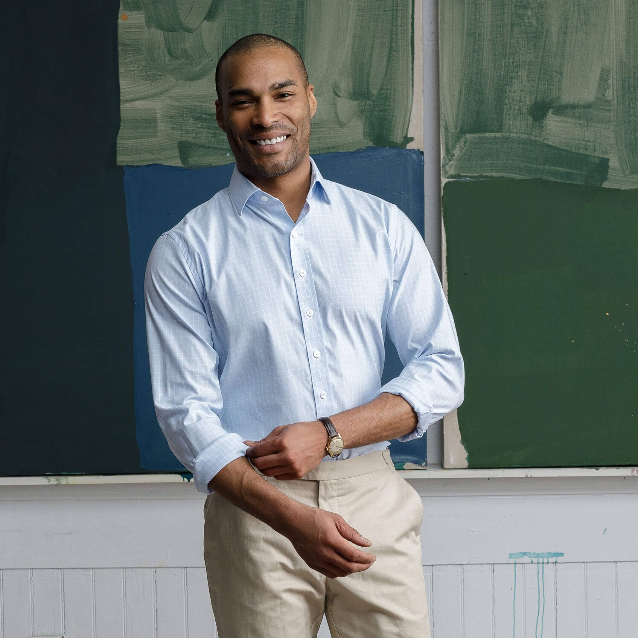 The Light Blue Winford Performance Twill Custom Shirt Custom Dress Shirt- Ledbury