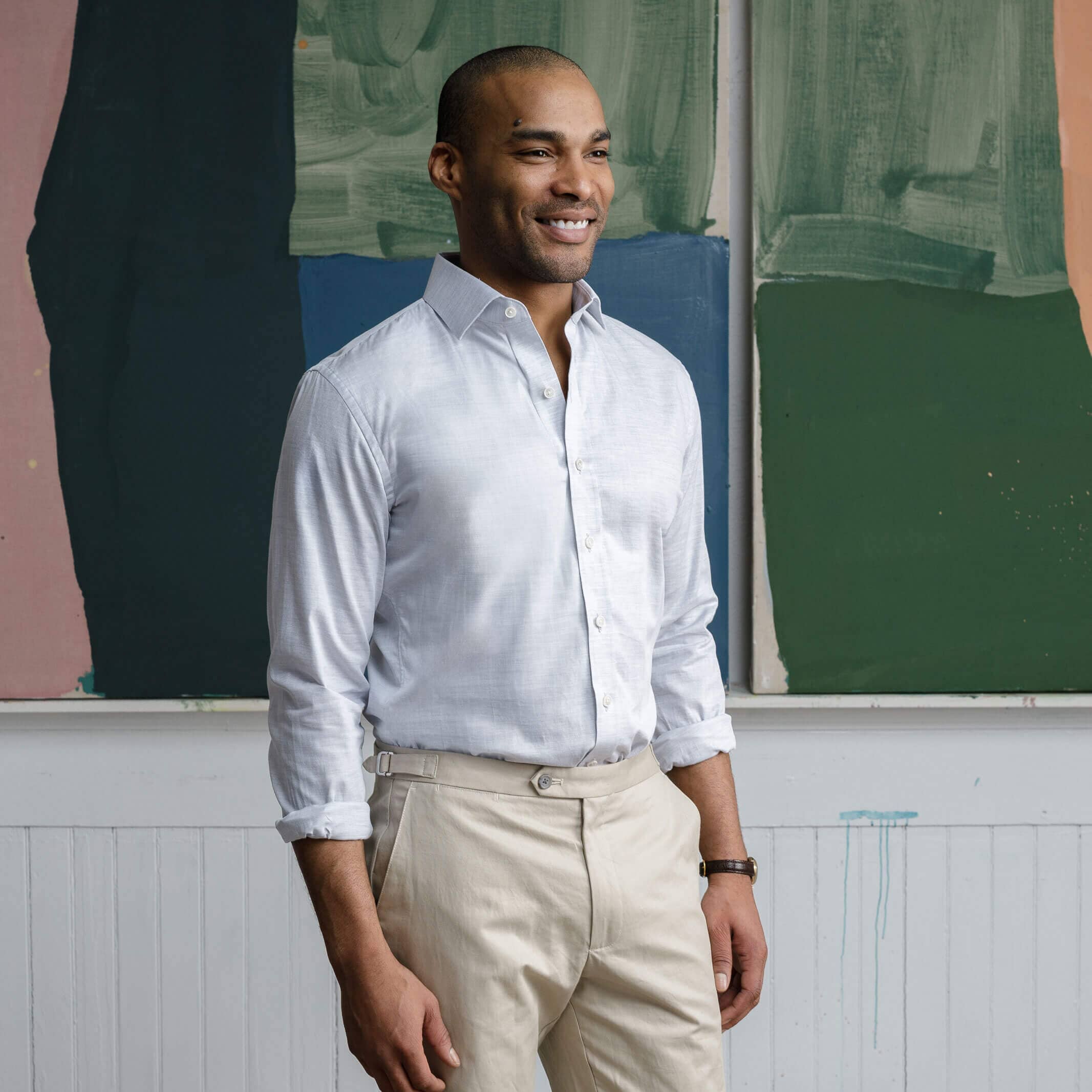 The Light Grey Brompton Mouline Custom Shirt Custom Dress Shirt- Ledbury