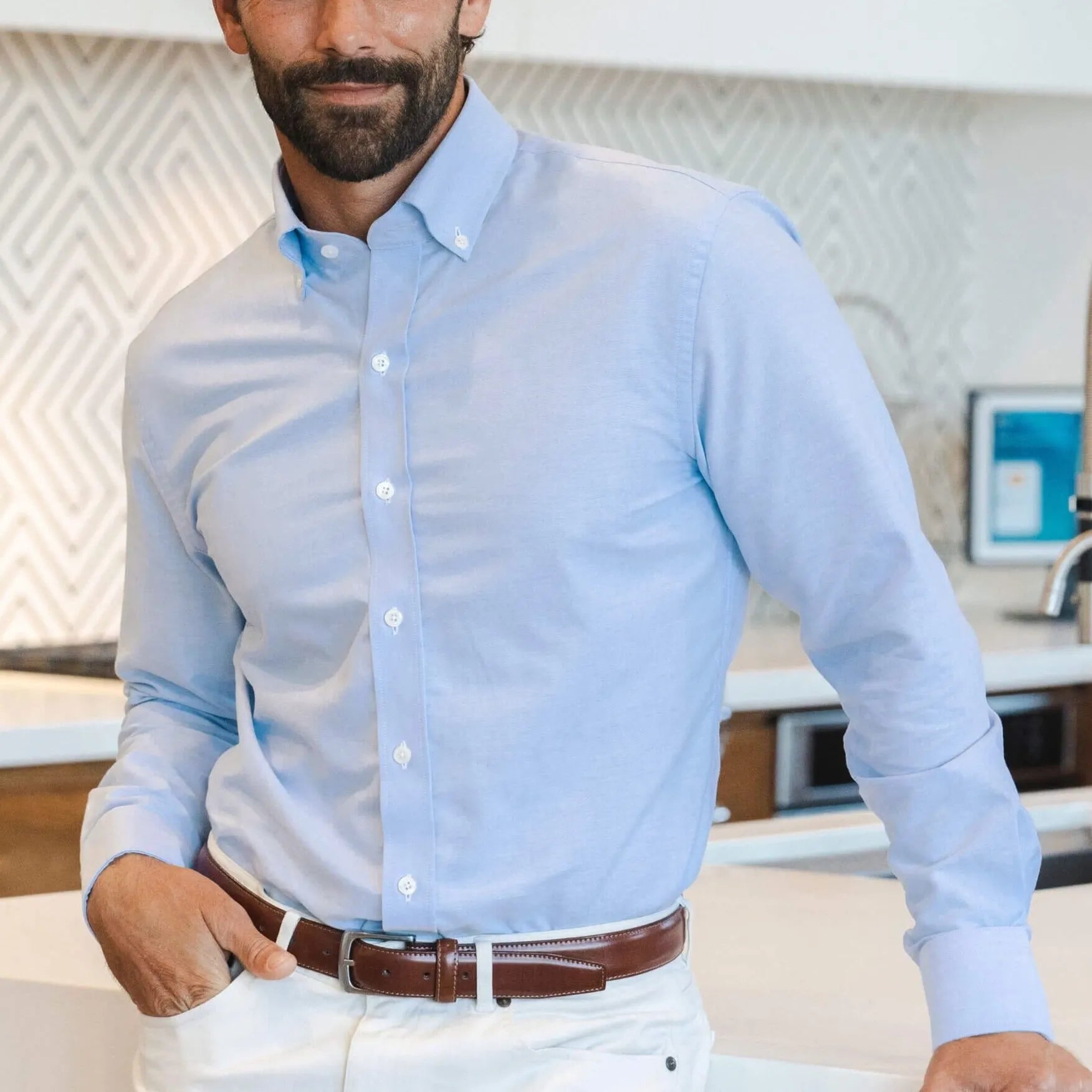 The Light Blue Mayfield Oxford Custom Shirt Custom Dress Shirt- Ledbury