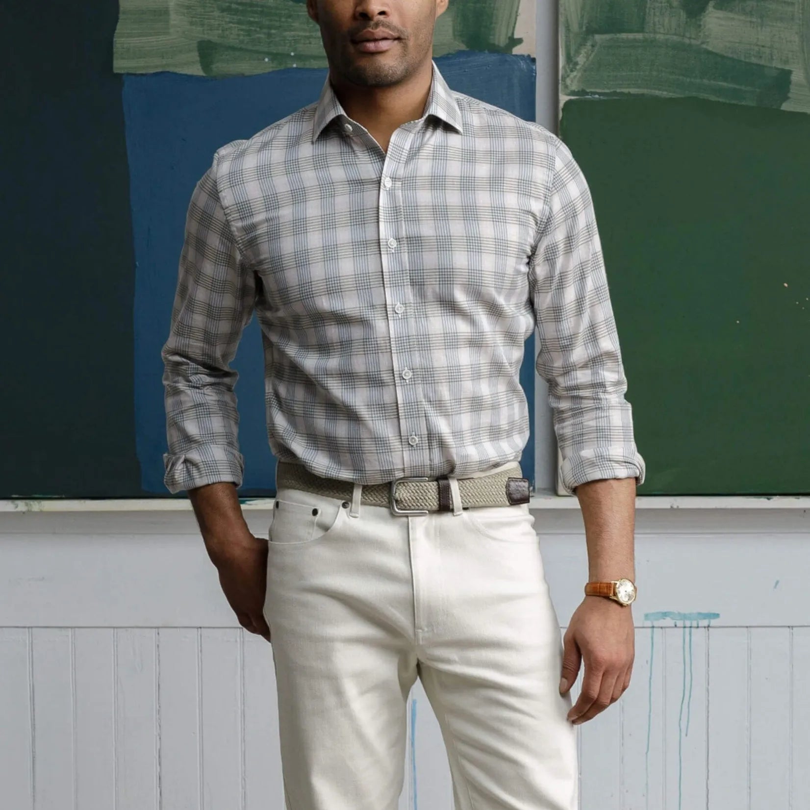 The Oatmeal Bradford Check Custom Shirt Custom Casual Shirt- Ledbury