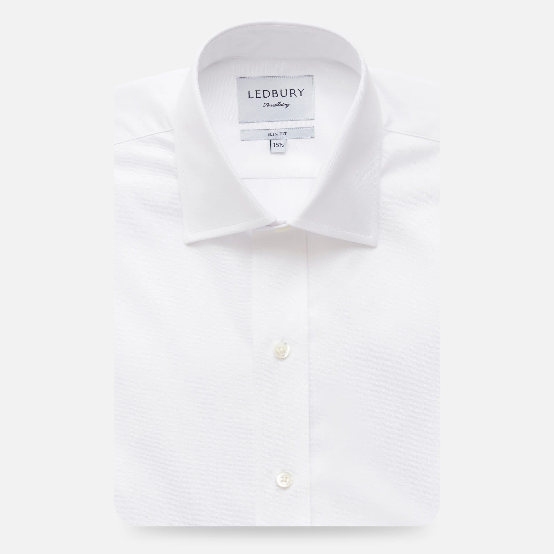 The White Fine Twill Mid-Spread Dress Shirt Dress Shirt- Ledbury