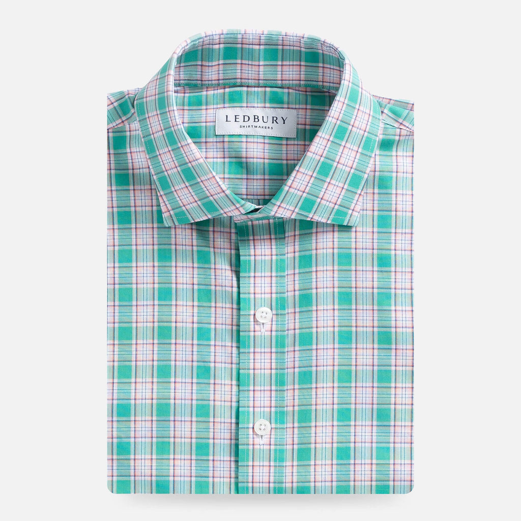 The Aqua Green Linlaw Check Custom Shirt Custom Casual Shirt- Ledbury