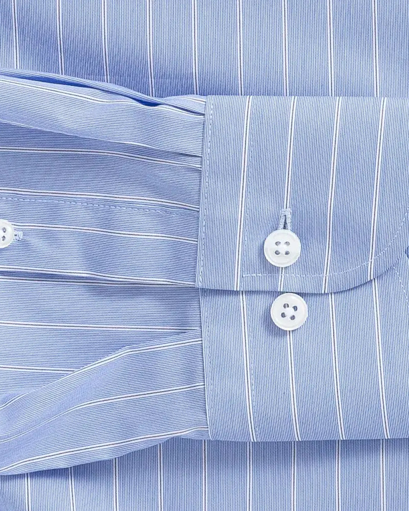 The Blue Langdon Stripe Custom Shirt Custom Dress Shirt- Ledbury