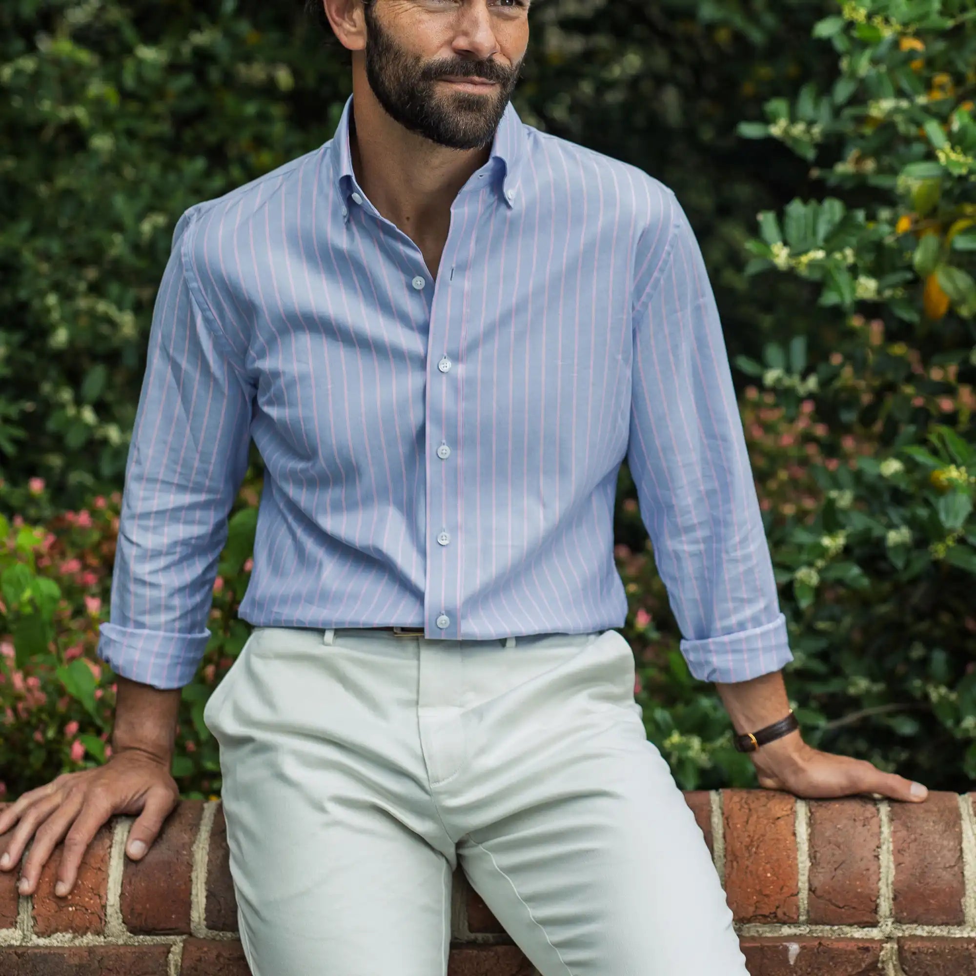 The Light Blue Brentford Oxford Stripe Custom Shirt Custom Casual Shirt- Ledbury