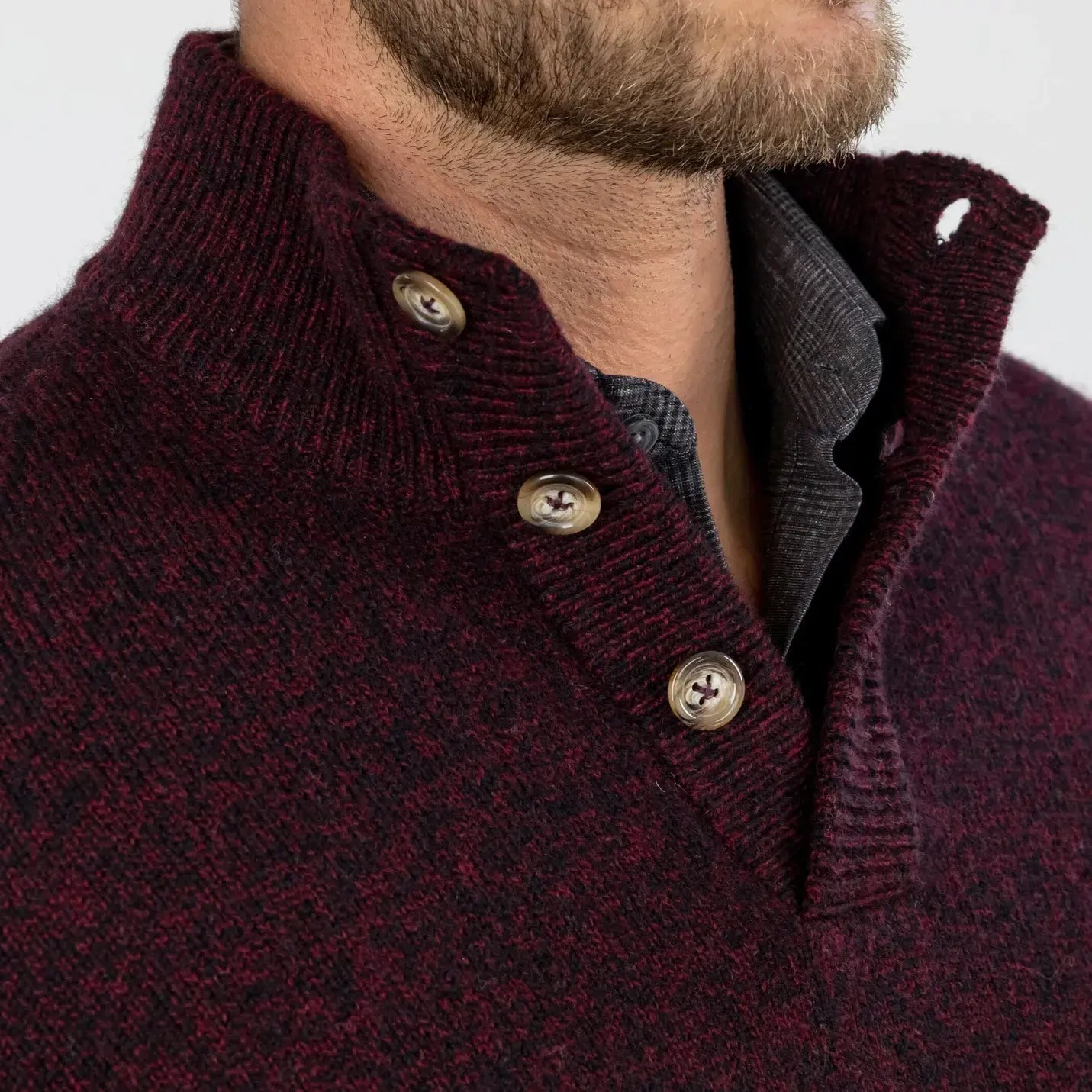 The Dark Burgundy Brewer Mock Neck Sweater Sweater- Ledbury