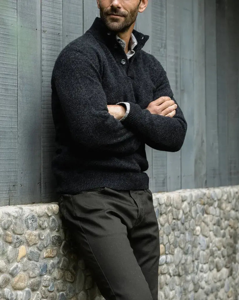 The Dark Grey Brewer Mock Neck Sweater Sweater- Ledbury