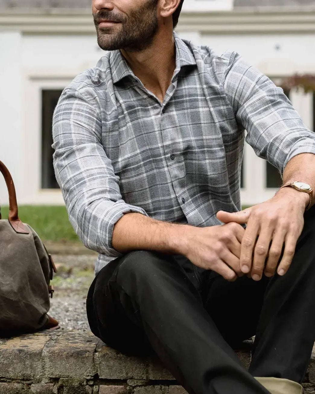 The Light Grey Callisto Plaid Custom Shirt Custom Casual Shirt- Ledbury