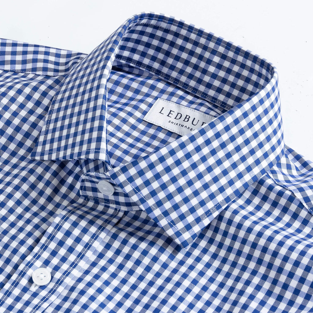 The Cobalt Thomas Mason Monte Gingham Custom Shirt Custom Dress Shirt- Ledbury