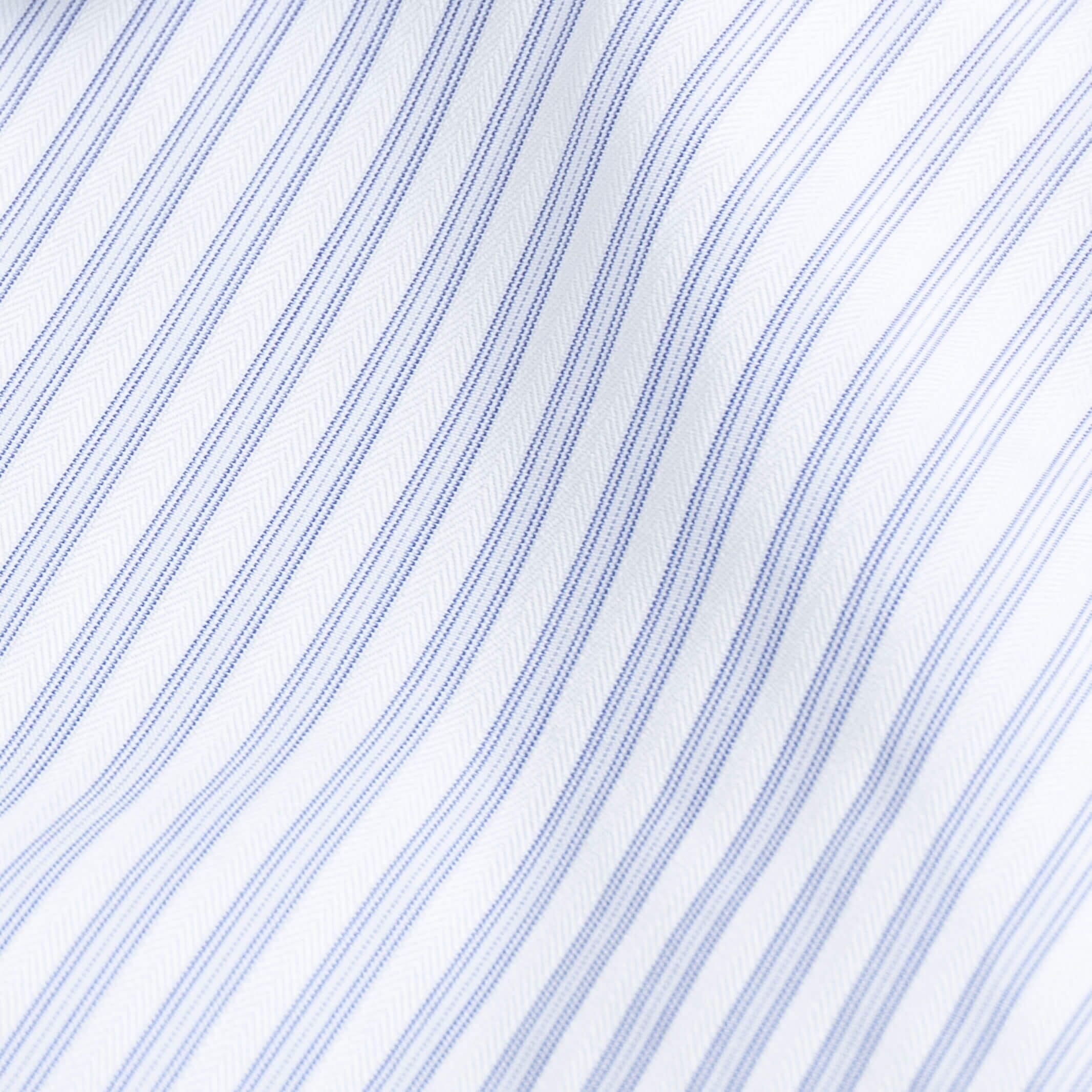 The Deep Blue Albini Deacon Stripe Custom Shirt Custom Dress Shirt- Ledbury